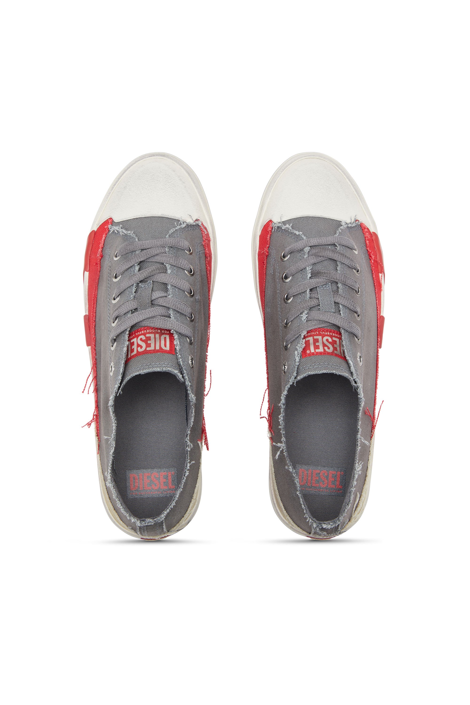 Diesel - S-D-VERSE LOW, Man's S-D-Verse-Dirty-effect canvas sneakers in Grey - 5