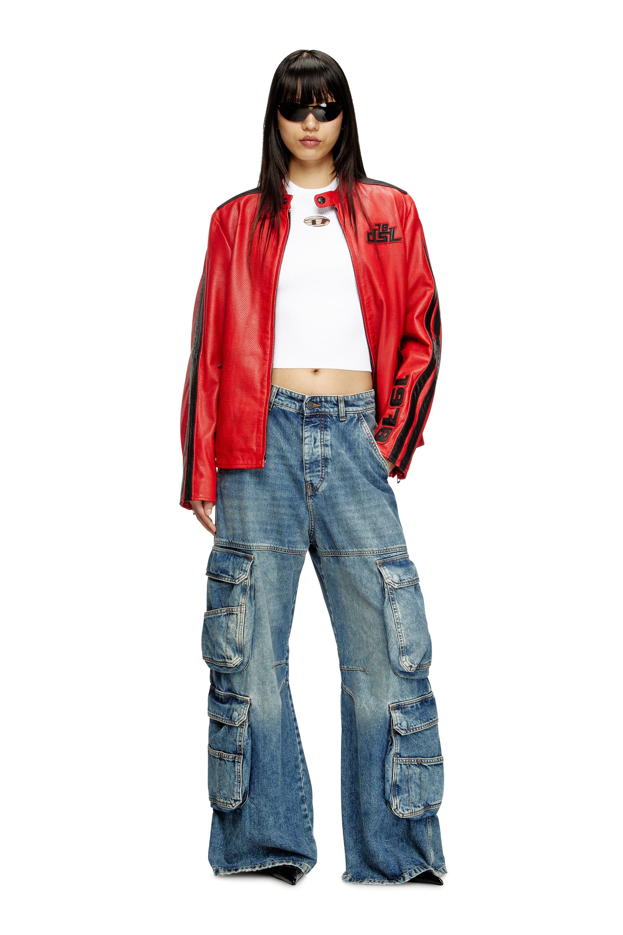 Diesel - M-VALARI, Top de mezcla de viscosa tejido en canalé con Oval D Mujer in Blanco - 2