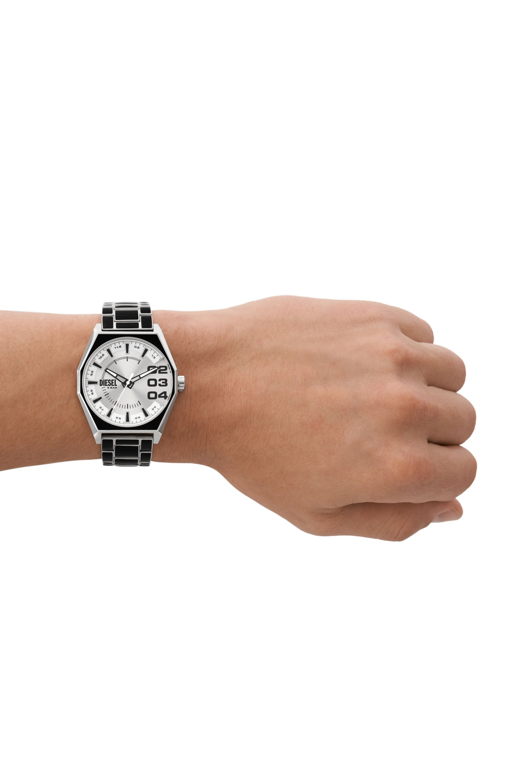 Diesel - DZ2195, Man Scraper black enamel and stainless steel watch in Black - Image 4
