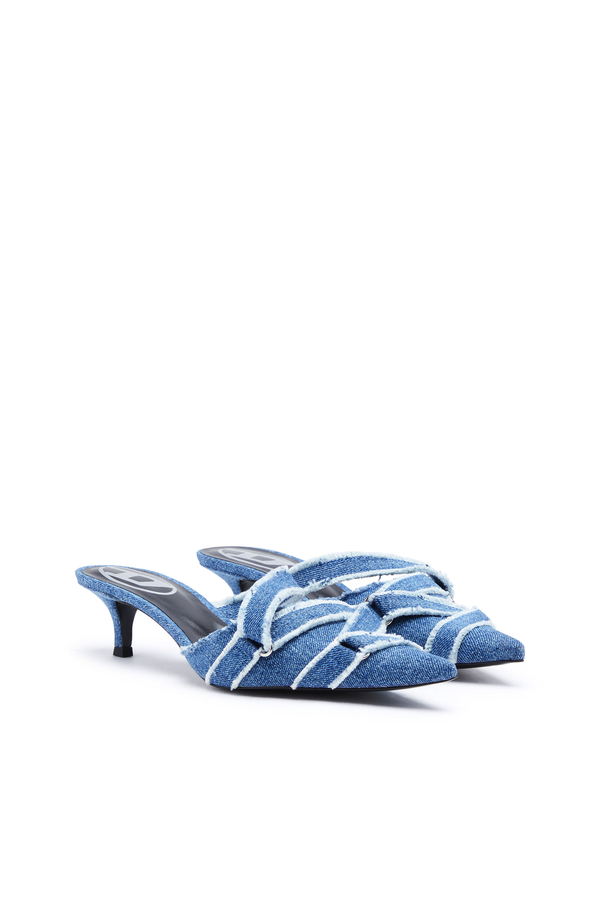 D-KITTIE ML Woman: Denim mules with criss-cross toe | Diesel