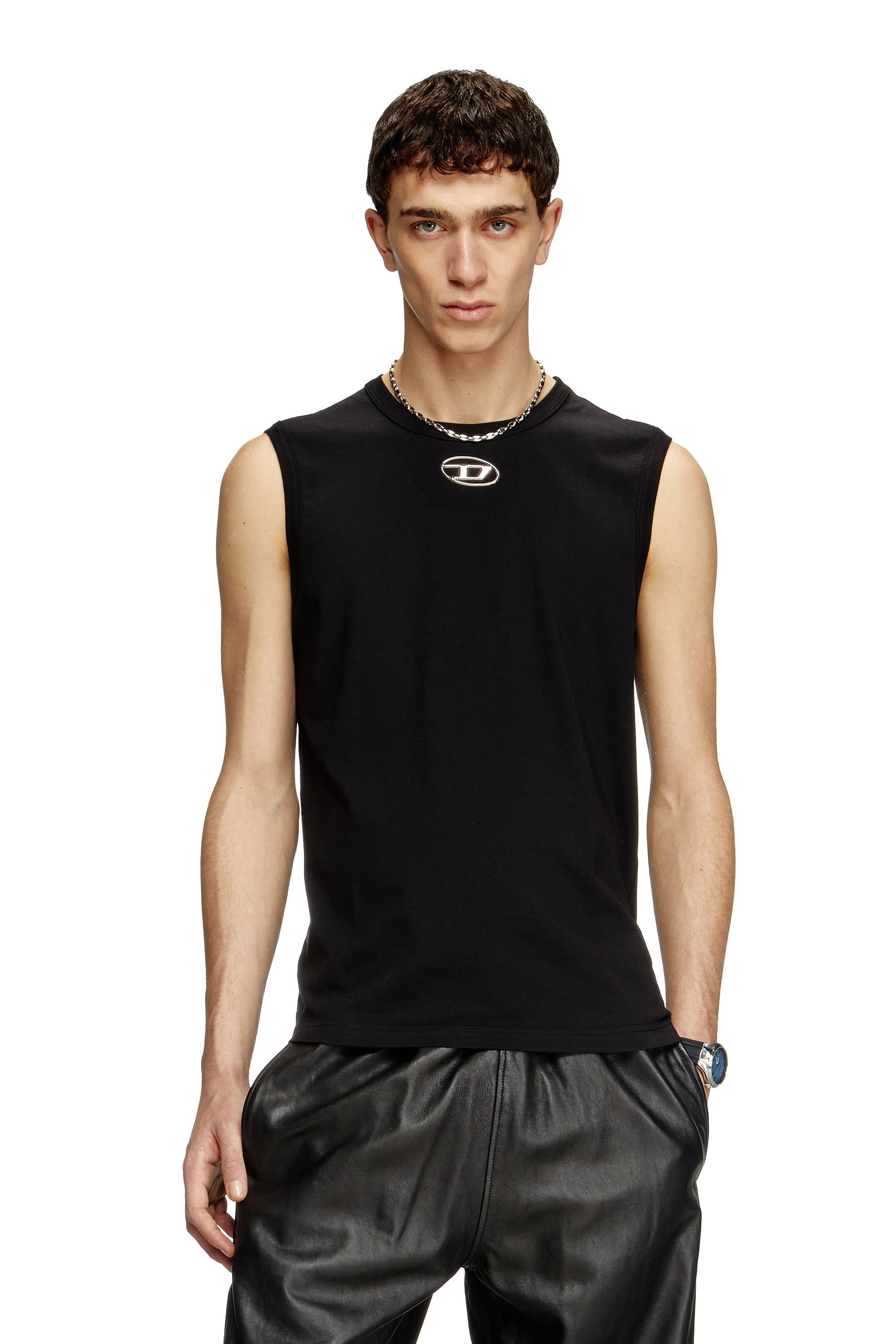 Diesel - T-BISCO-OD, Man's Tank top with metallic Oval D in Black - 1