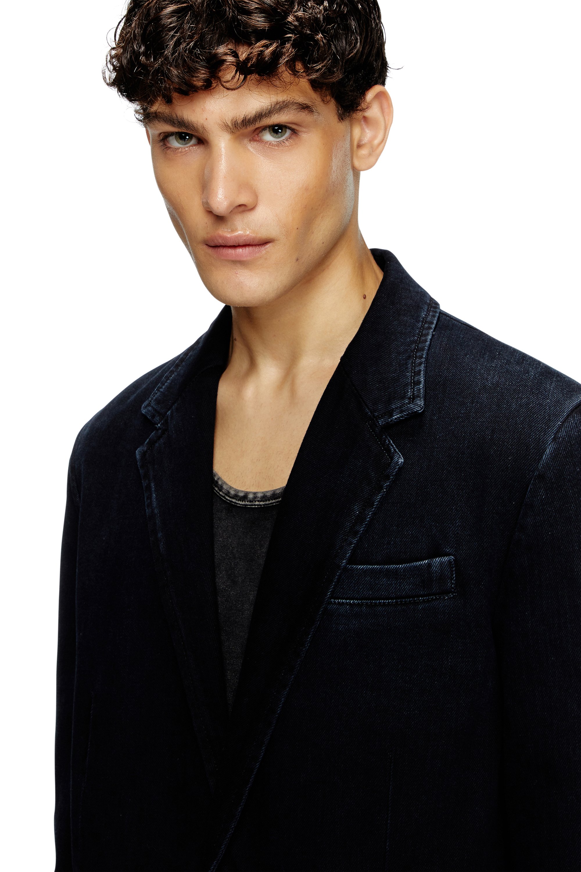 Diesel - D-REGER-D, Blazer en denim rayado Unisex in Azul marino - 5