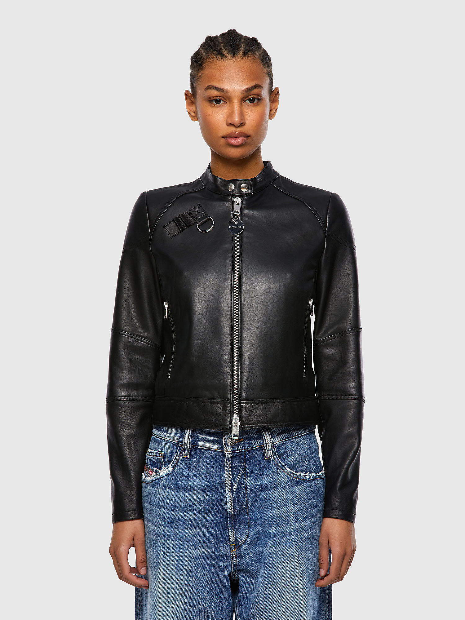 L-SUZA Woman: Leather biker jacket with quilting | Diesel