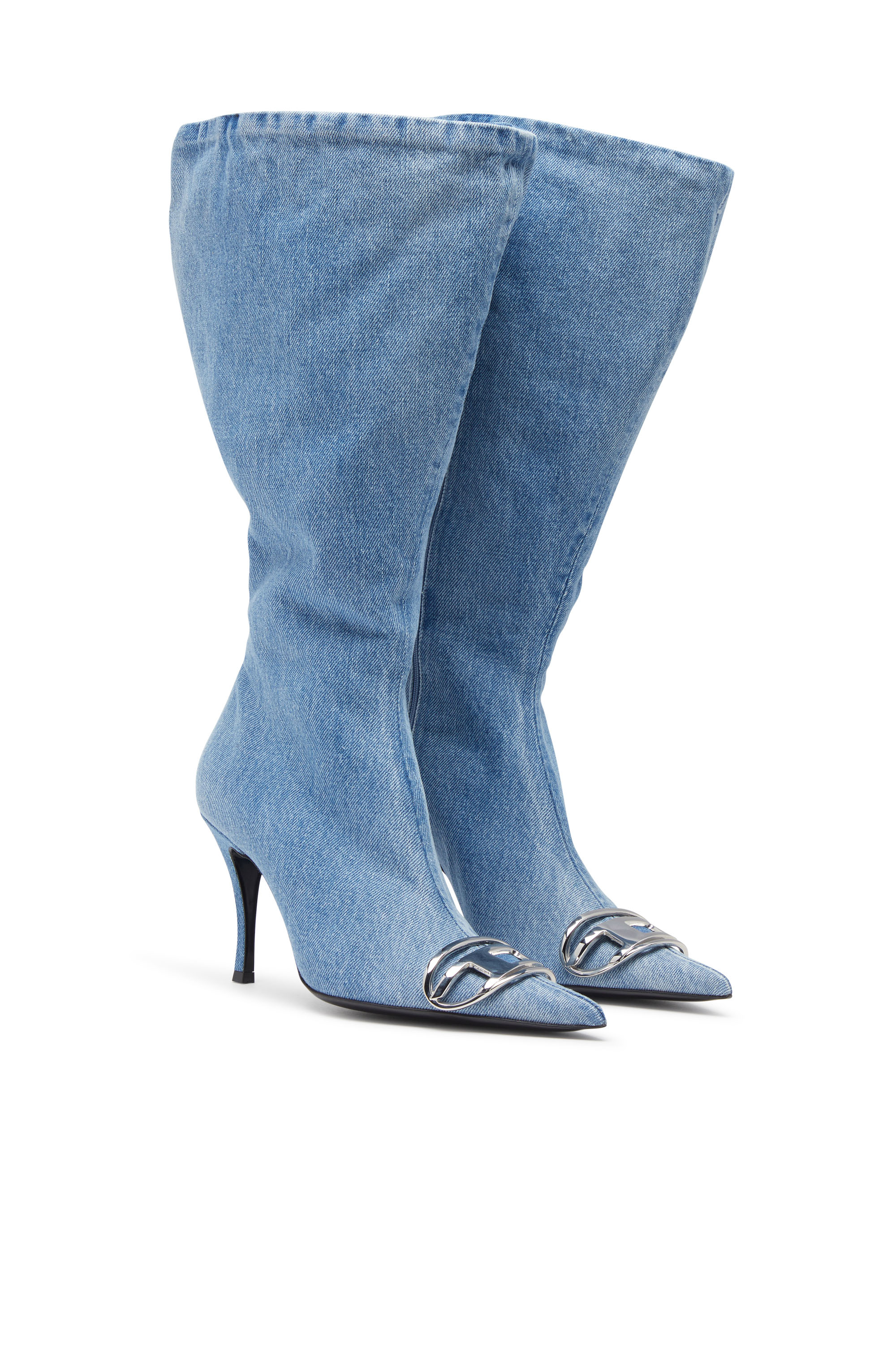 Diesel - D-VENUS KB LARGE, Woman's D-Venus-Wide knee-high boots in denim in Light Blue - 4