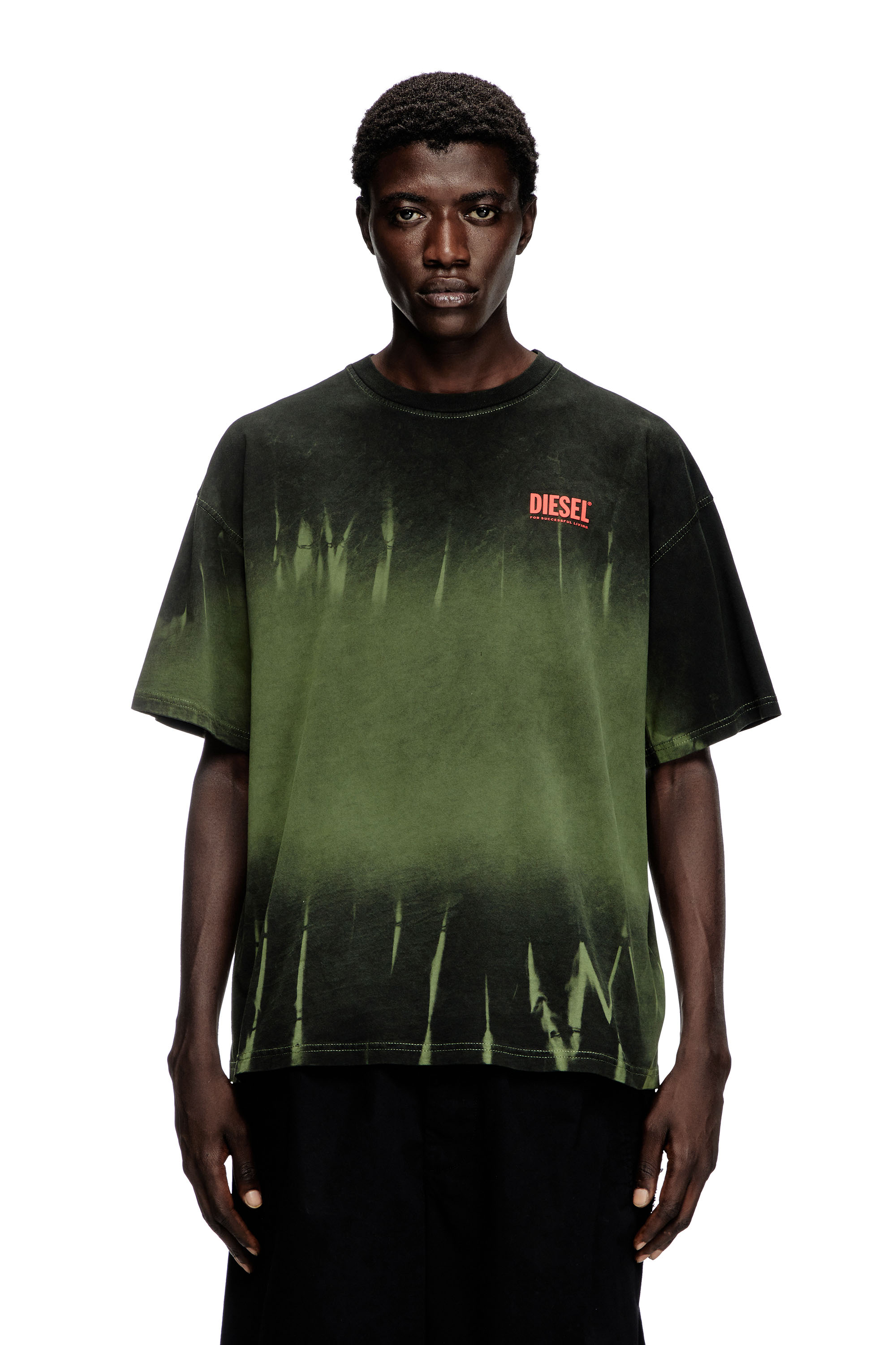 Diesel - T-BOXT-R3, Man's Tie-dye T-shirt with logo print in Dark Green - 3