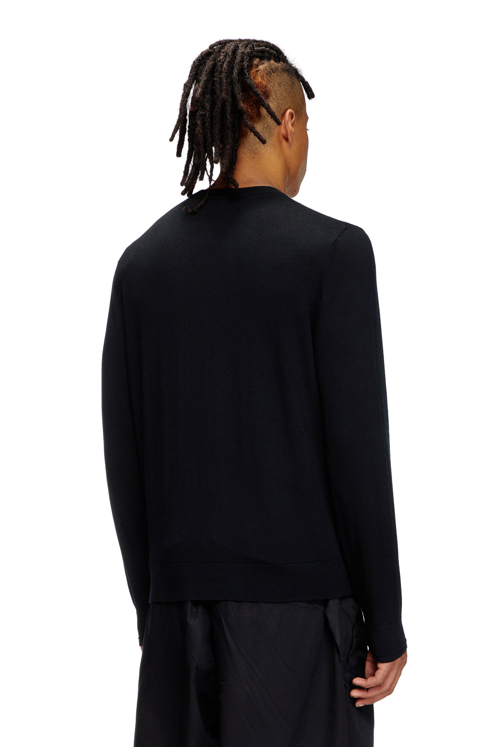 Diesel - K-VALIAM, Man's Wool jumper with cut-out logo in Black - 3