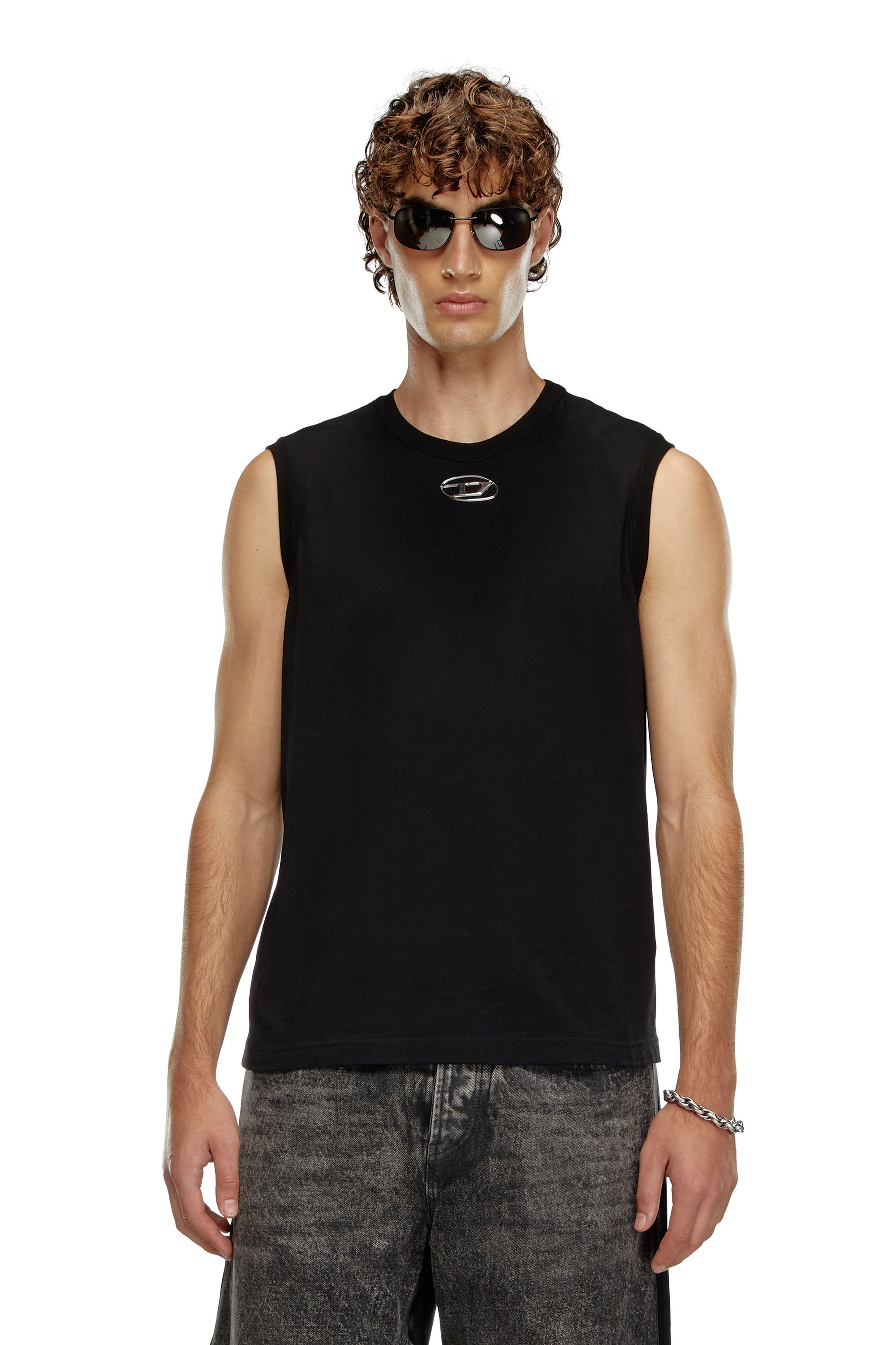 Diesel - T-BISCO-OD, Man's Tank top with injection-moulded Oval D in Black - 1