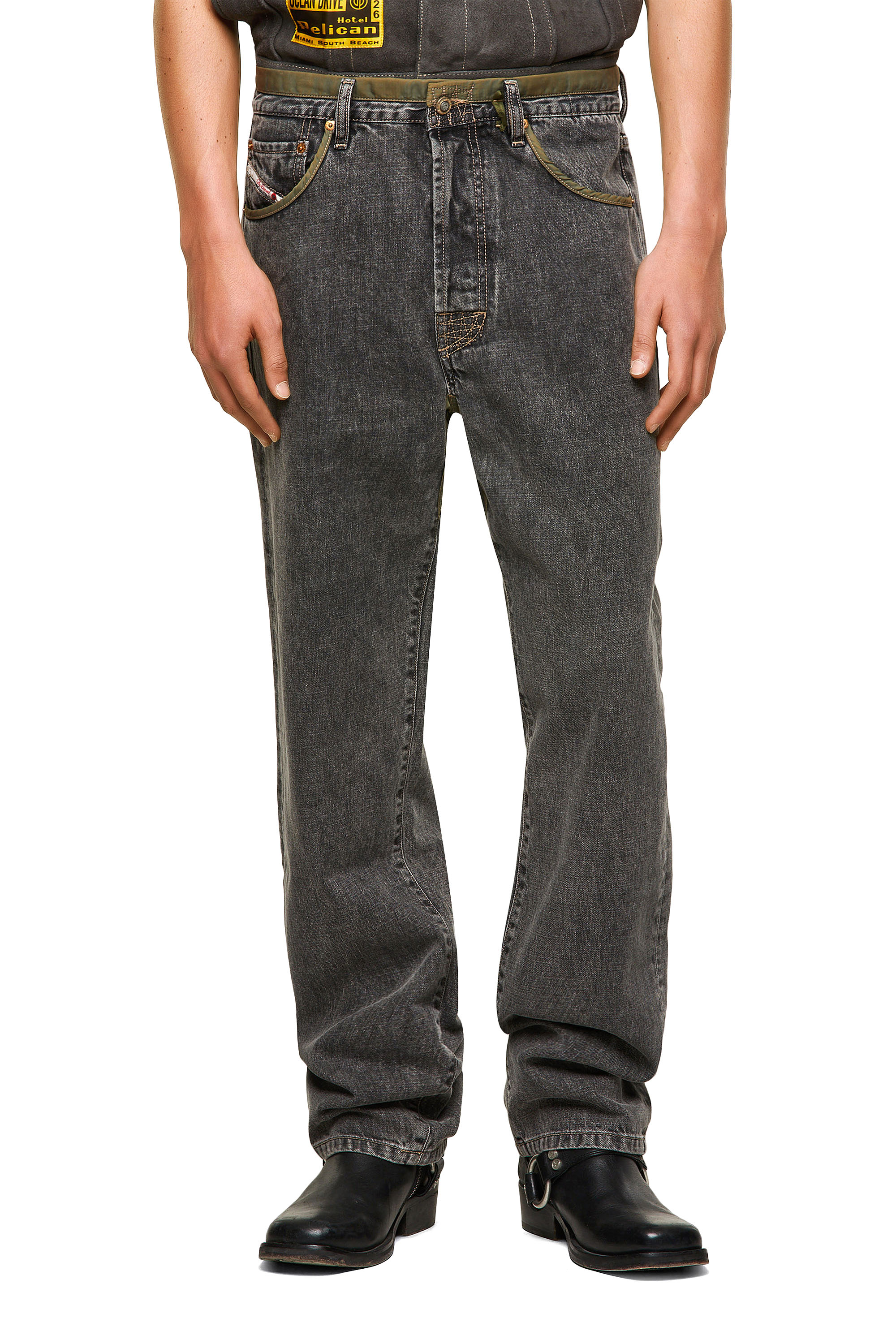 Diesel - DxD-P2 0CBBH Straight Jeans, Negro/Gris oscuro - Image 1