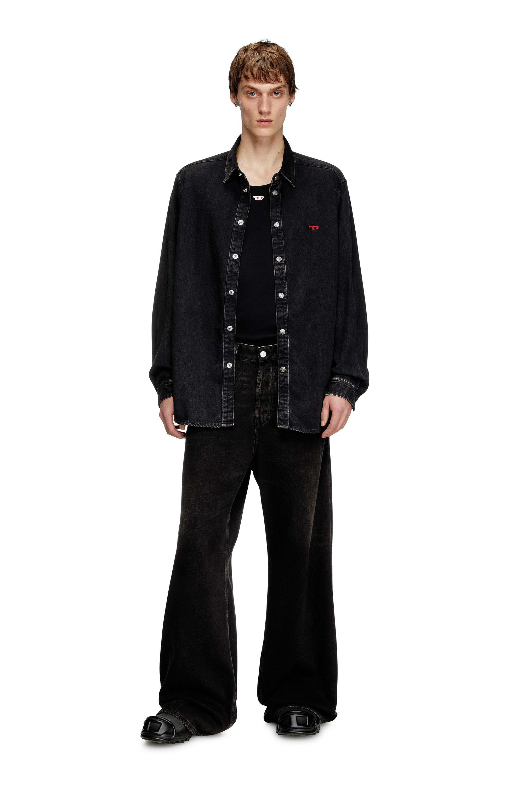 Diesel - D-SIMPLY, Man's Shirt in Tencel denim in Black - 3