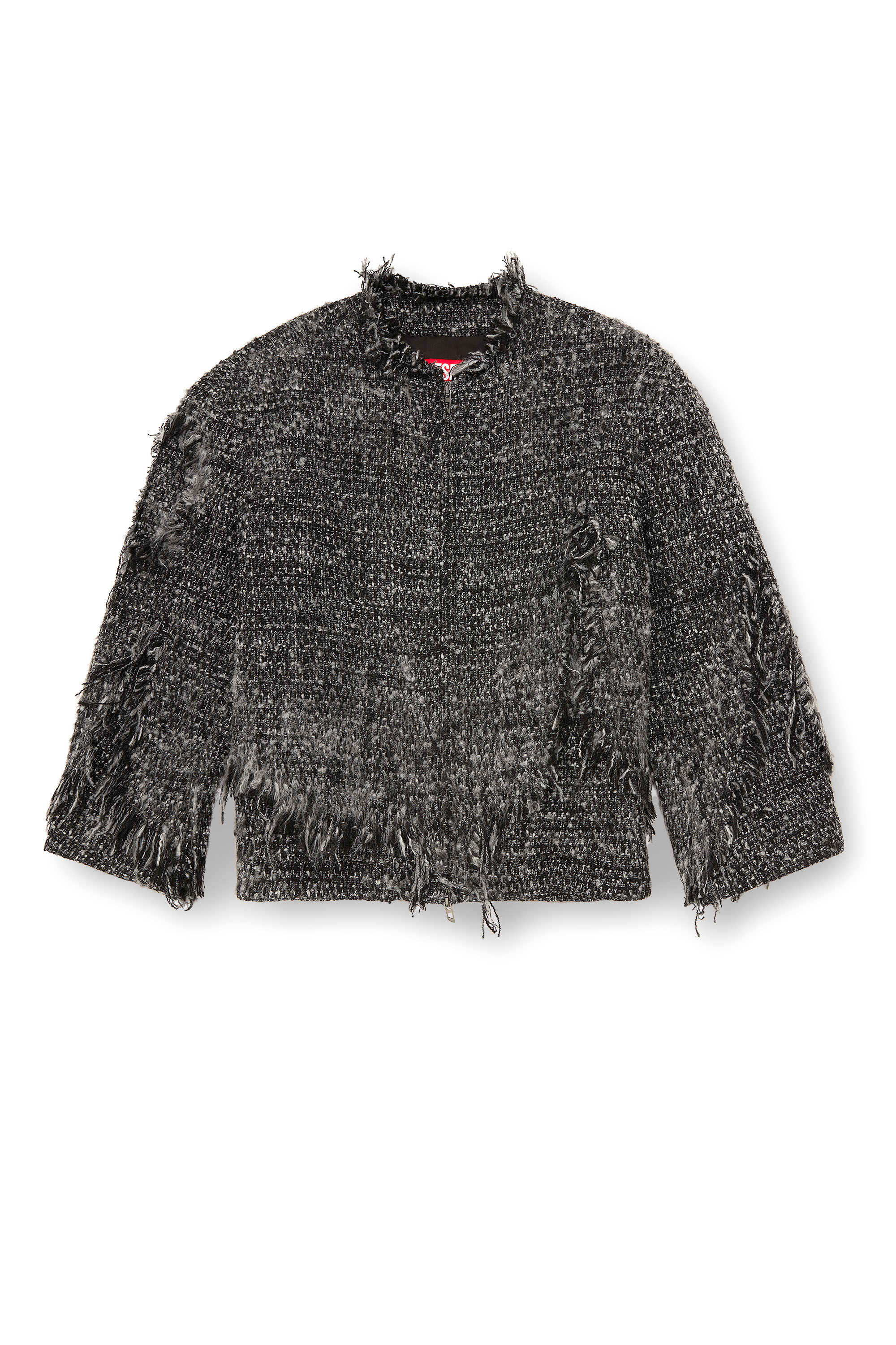 Diesel - J-ABERDEEN, Man's Layered jacket in destroyed bouclé in Black - 3