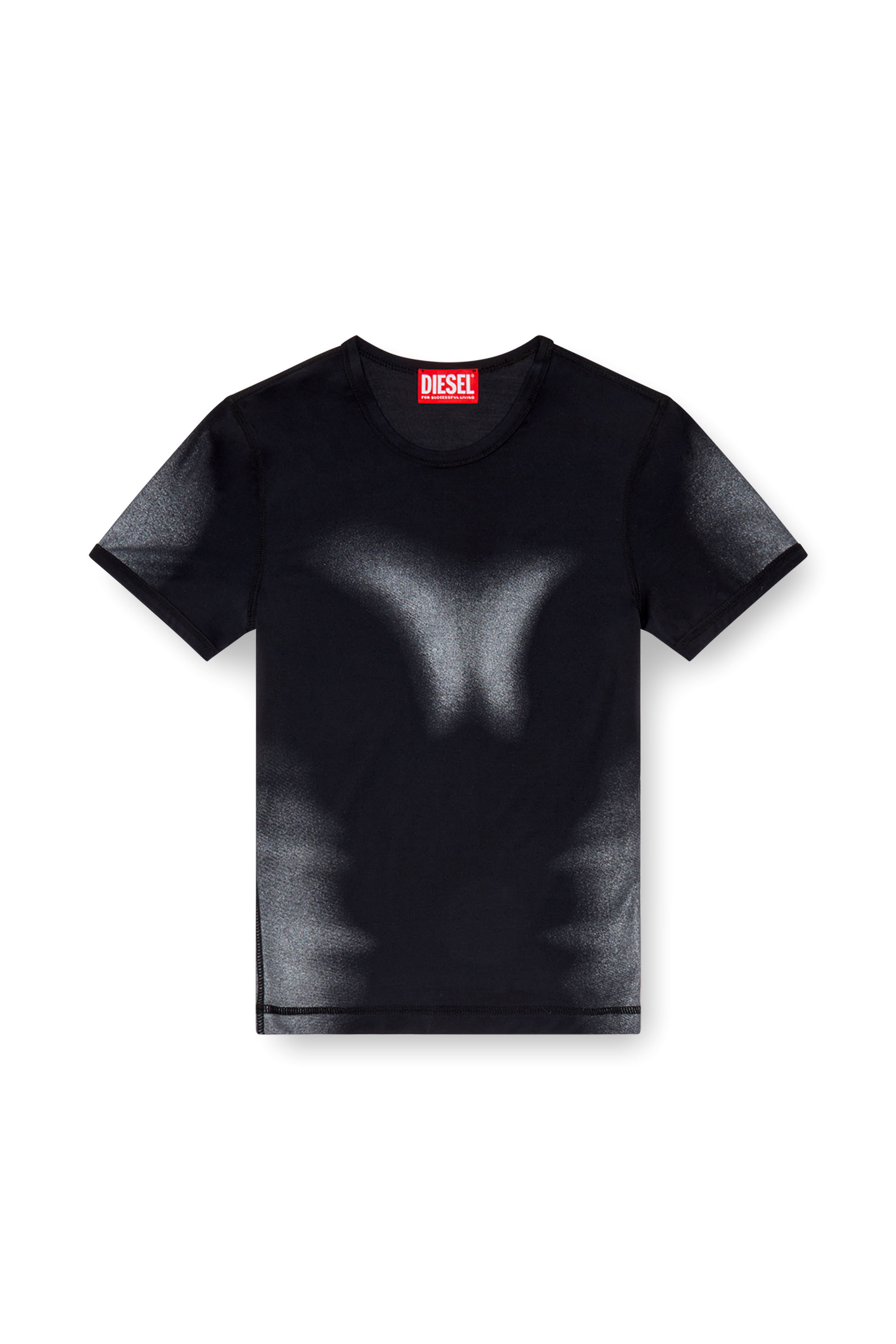 Diesel - T-ANESSA, Woman's T-shirt with metallic effects in Black - 4