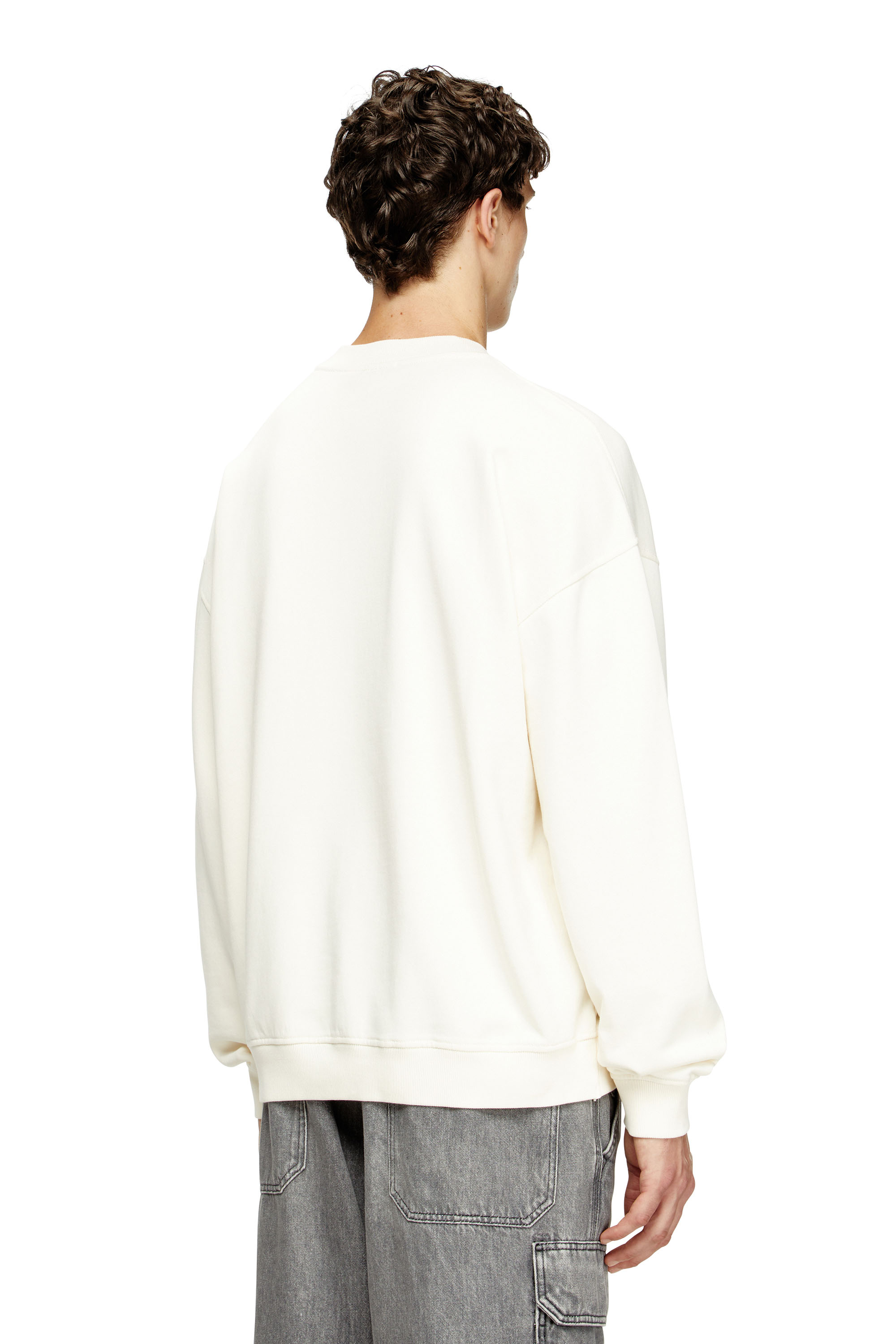 Diesel - S-BOXT-N5, Man's Sweatshirt with distressed flocked logo in White/Black - 3
