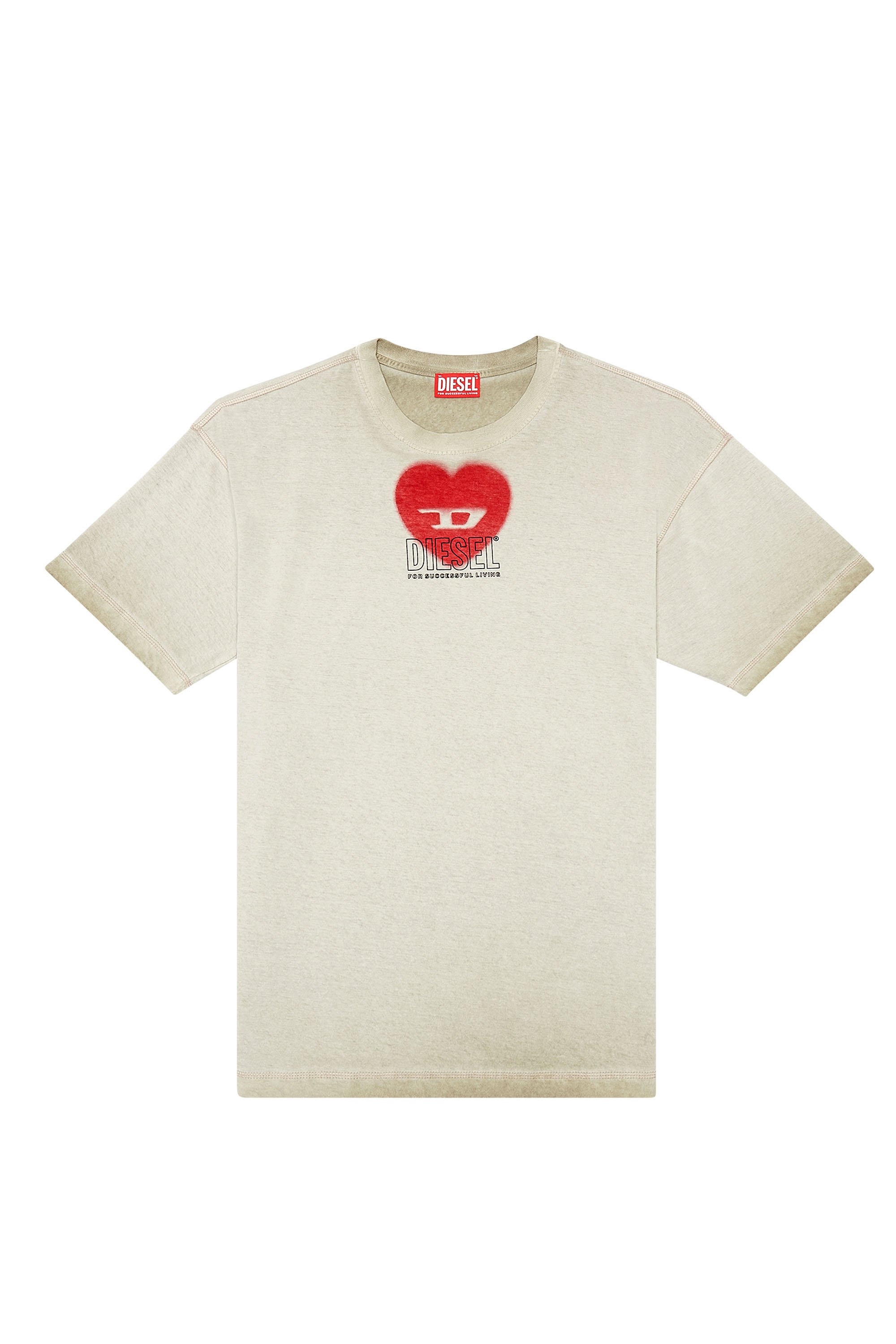 Diesel - T-BUXT-N4, Man T-shirt with heart print in Beige - Image 4