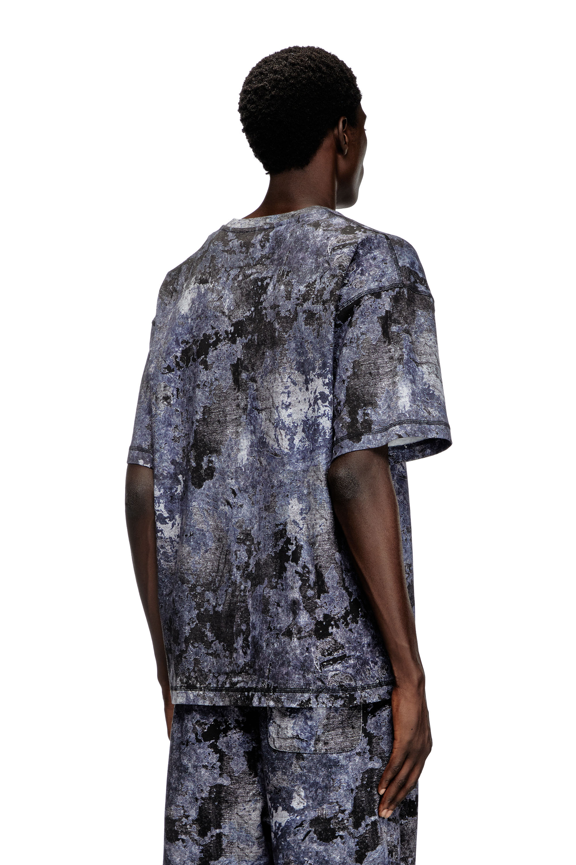 Diesel - T-BOXT-R12, Man's Marble-effect burnout T-shirt in Blue - 2