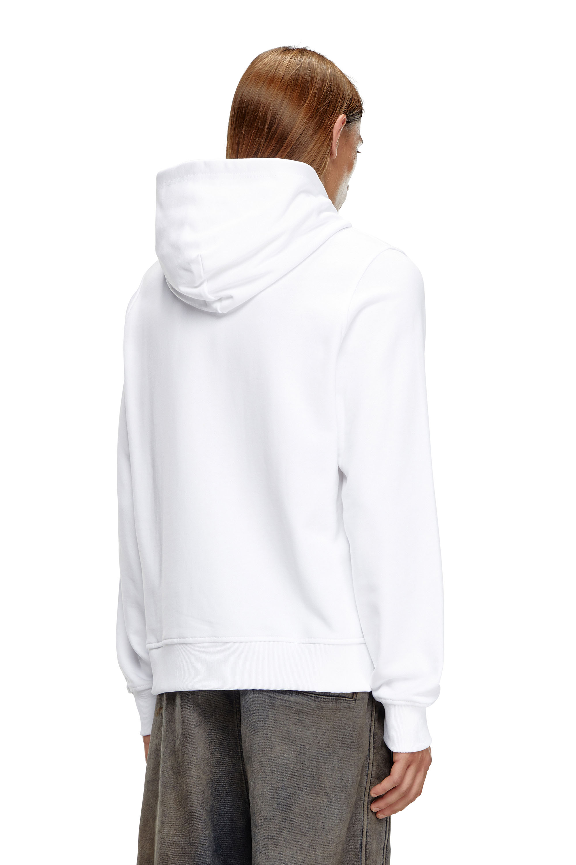 Diesel - S-GINN-HOOD-D, Man Cotton hoodie with mini D patch in White - Image 3