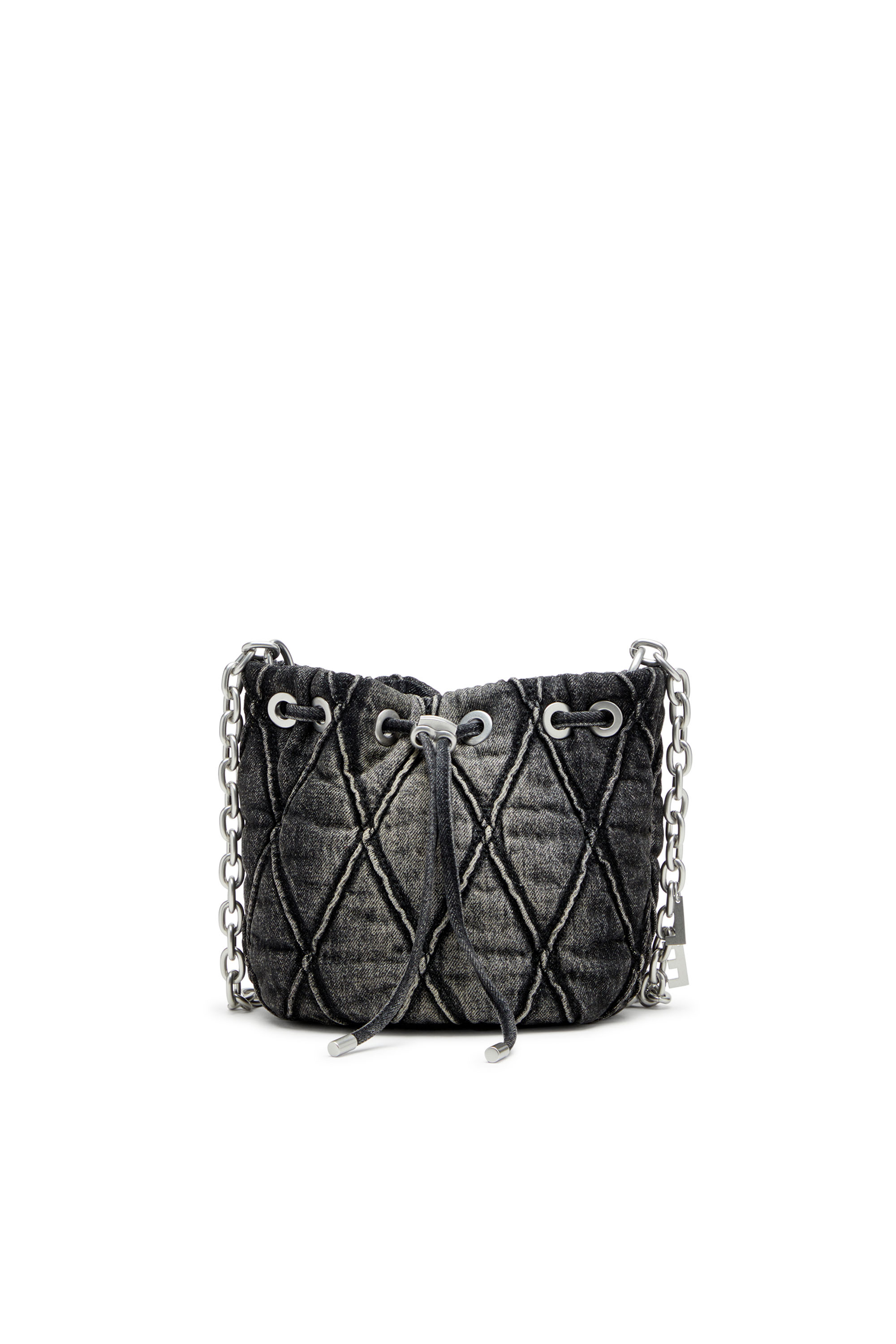 Diesel - CHARM-D BUCKET S, Charm-D S-Bolso mini tipo cubo en denim acolchado tratado Mujer in Negro - 1