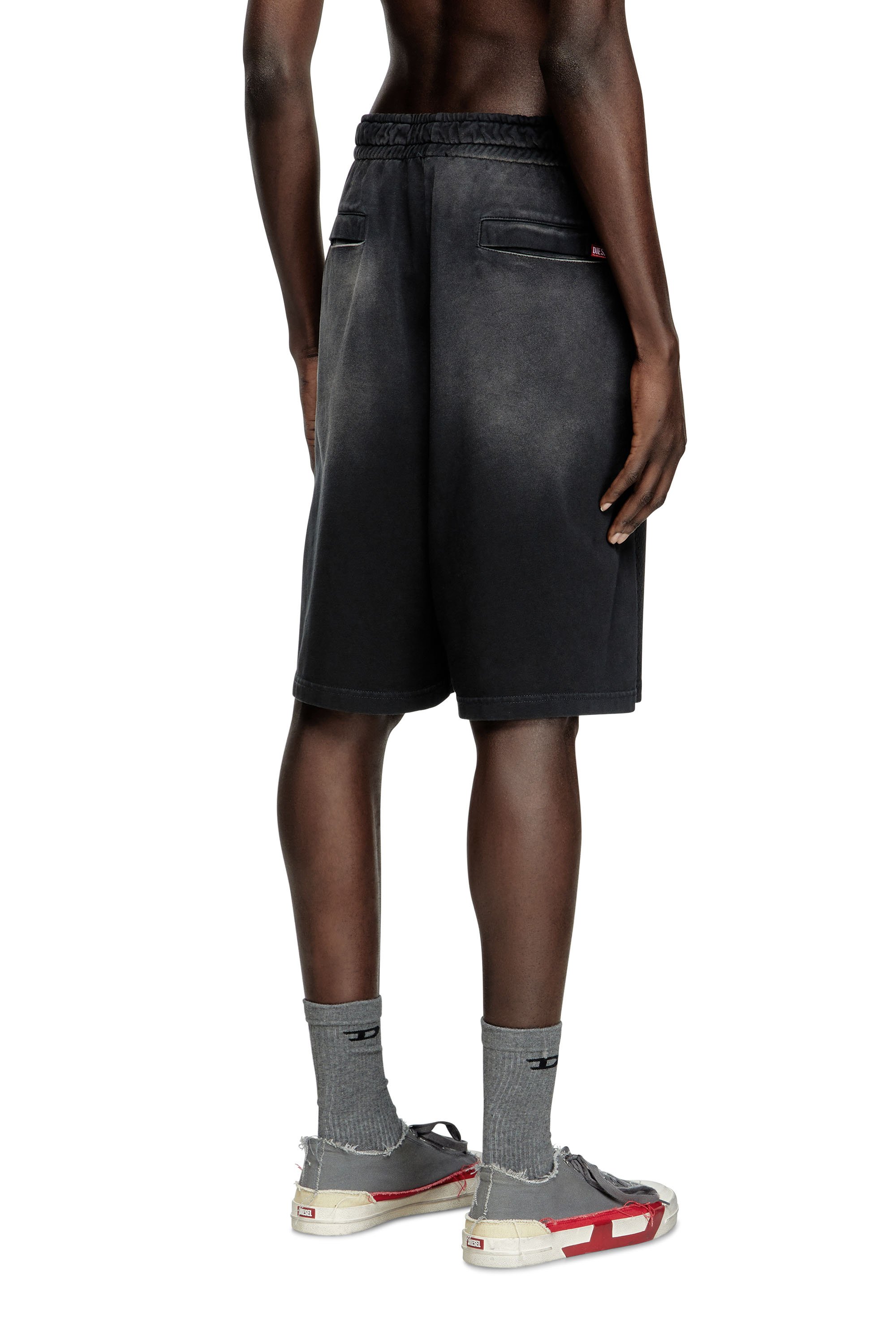 Diesel - P-TAIN-MESH, Man's Jersey and mesh shorts with faded effect in Black - 3