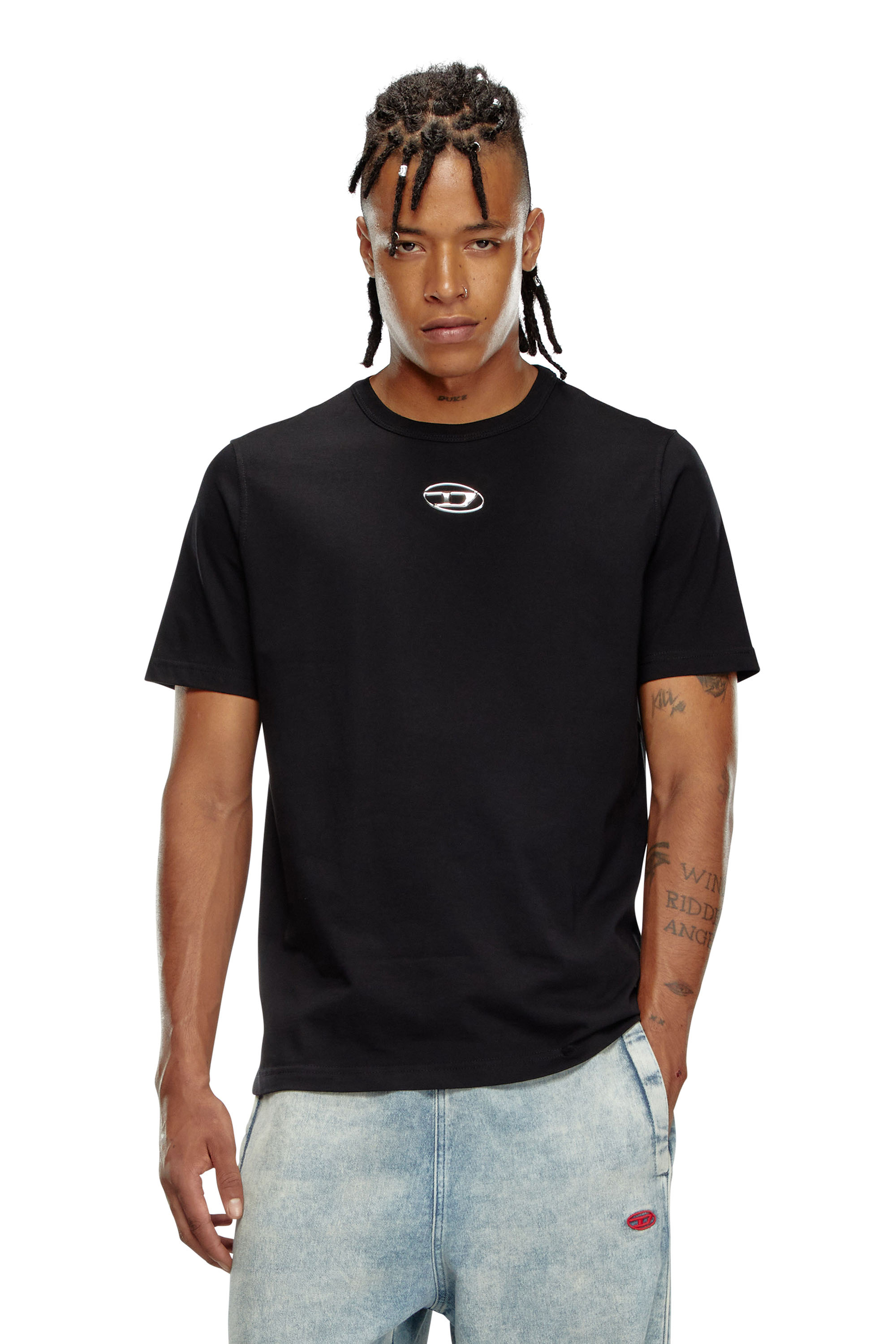 Diesel - T-ADJUST-OD, Camiseta con logotipo moldeado por inyección Hombre in Negro - 1