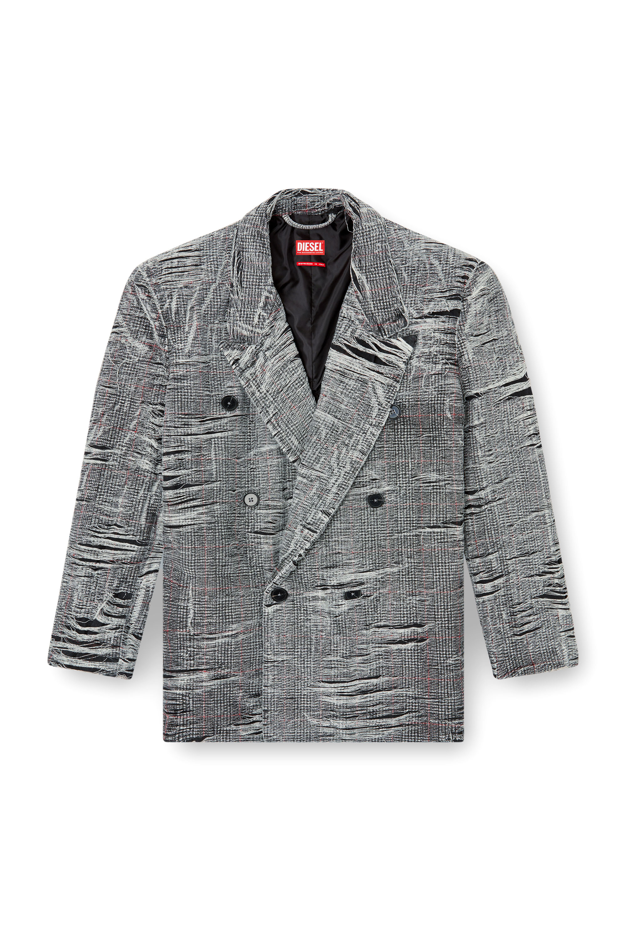 Diesel - D-PEKKA-FSG, Man's Blazer in distressed Prince of Wales denim in Grey - 6