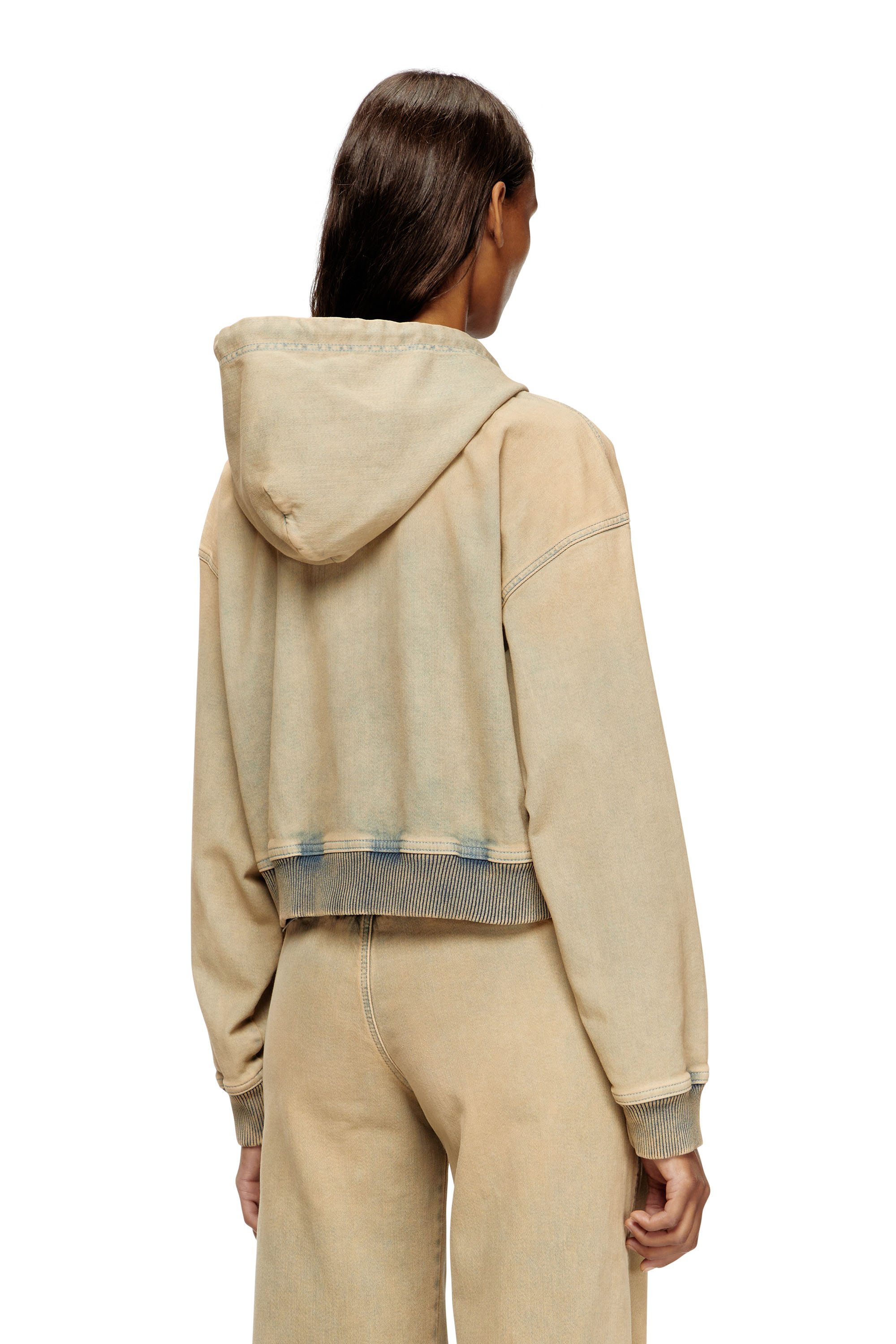 Diesel - DE-GIRI-CROP JOGG, Woman's Zipped hoodie in coloured JoggJeans in Beige/Blue - 3