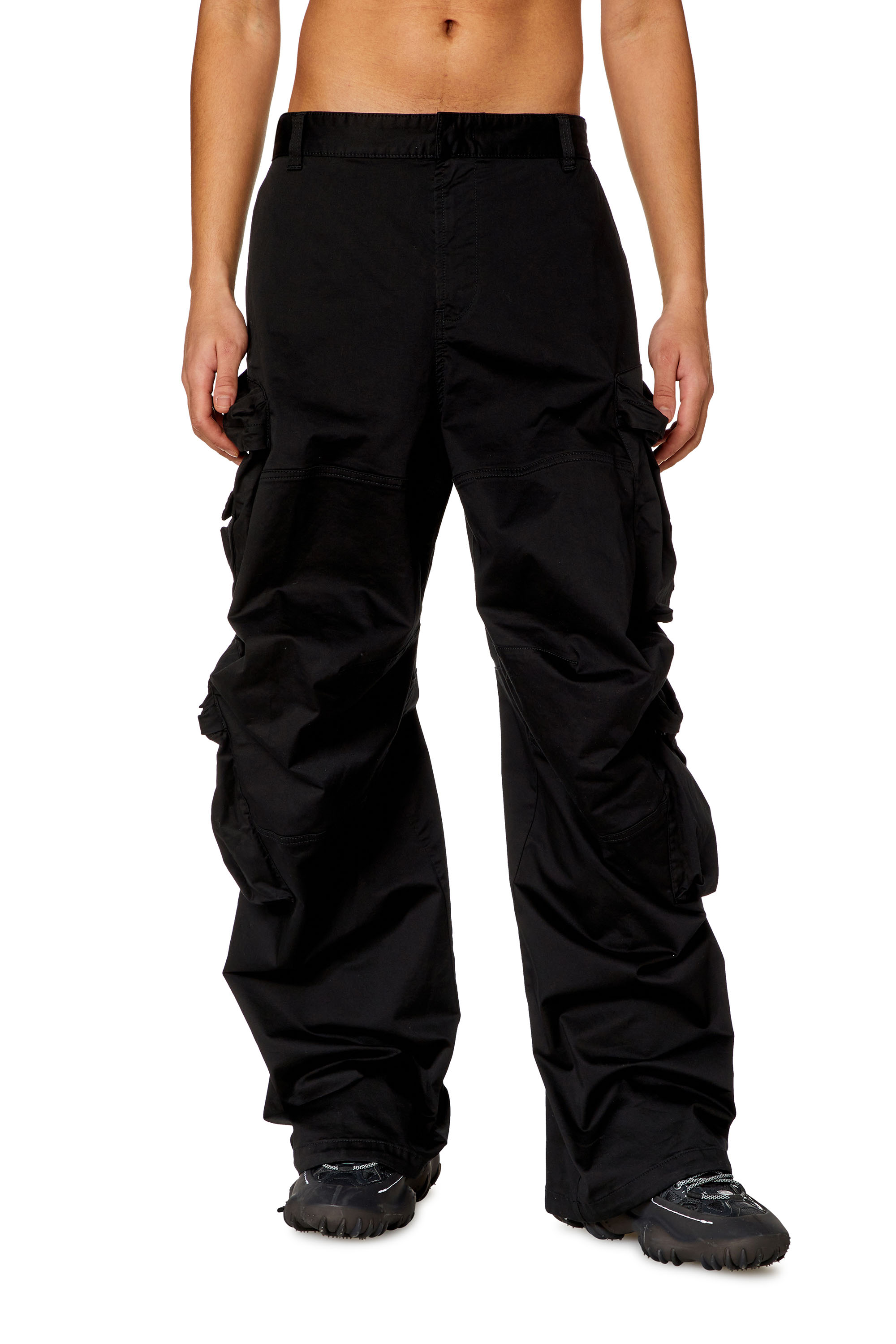 Men's Cargo pants in stretch cotton satin | Black | Diesel