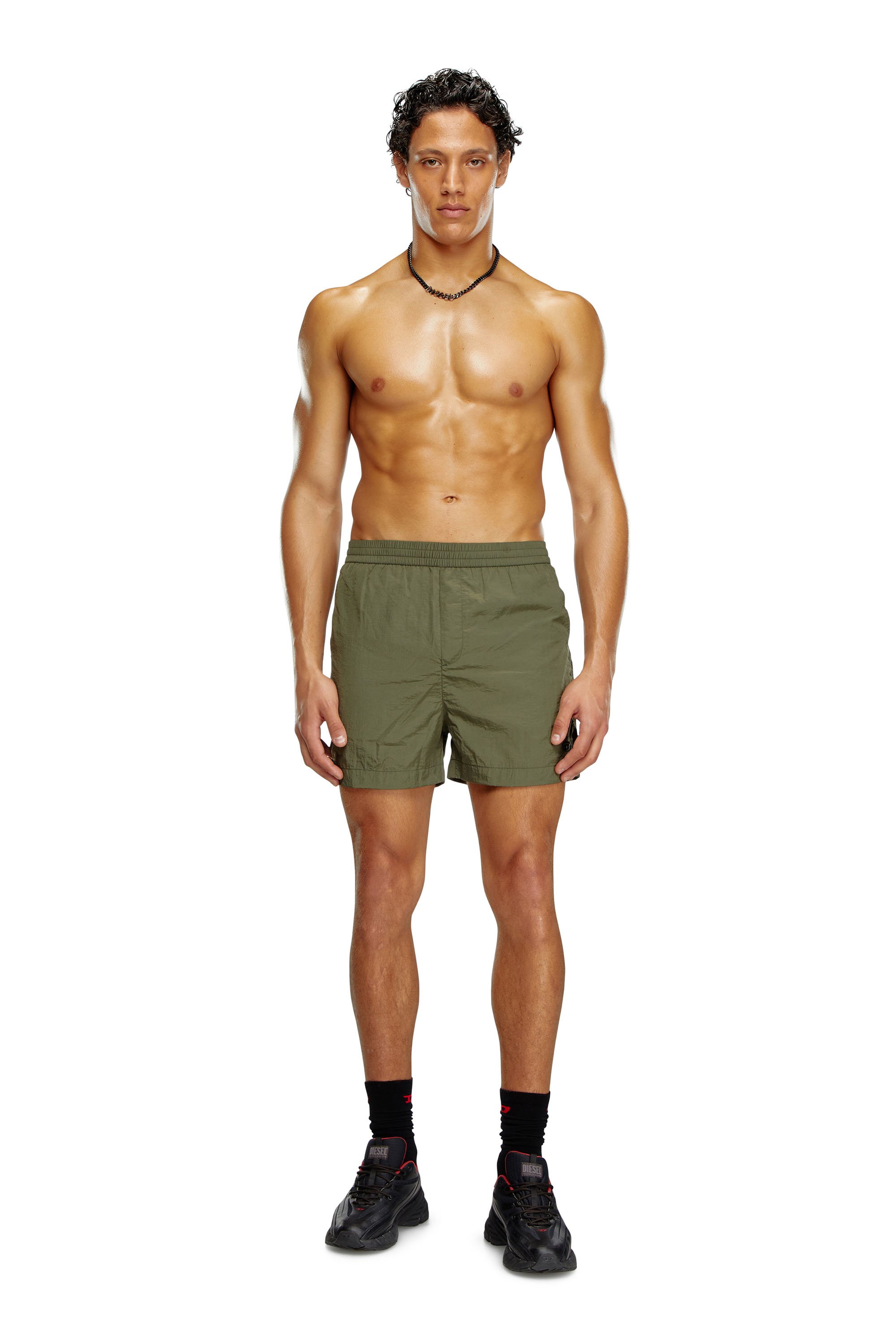 Diesel - BMBX-RIO-41CM-PARACHUTE, Man Nylon board shorts in Green - Image 1