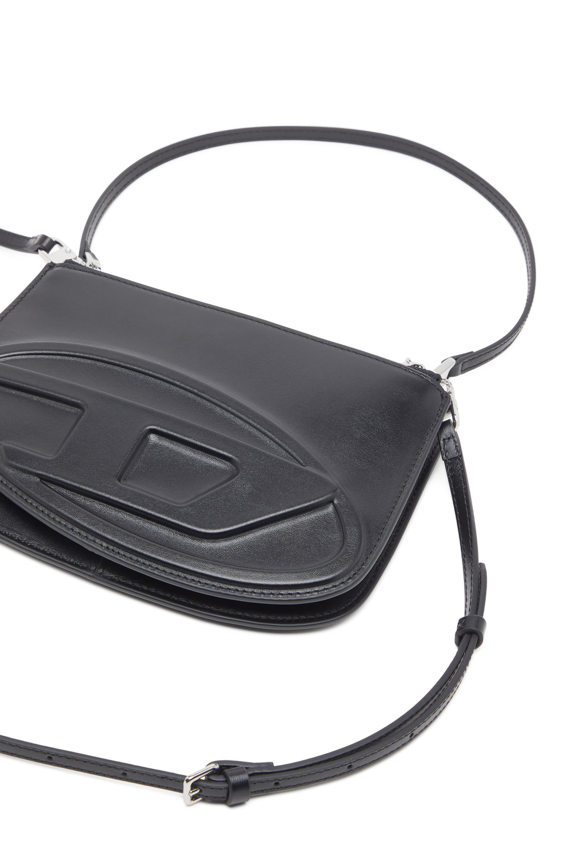 Diesel - 1DR TWIN, Bolso de hombro con doble bolsillo en cuero estampado Mujer in Negro - 5