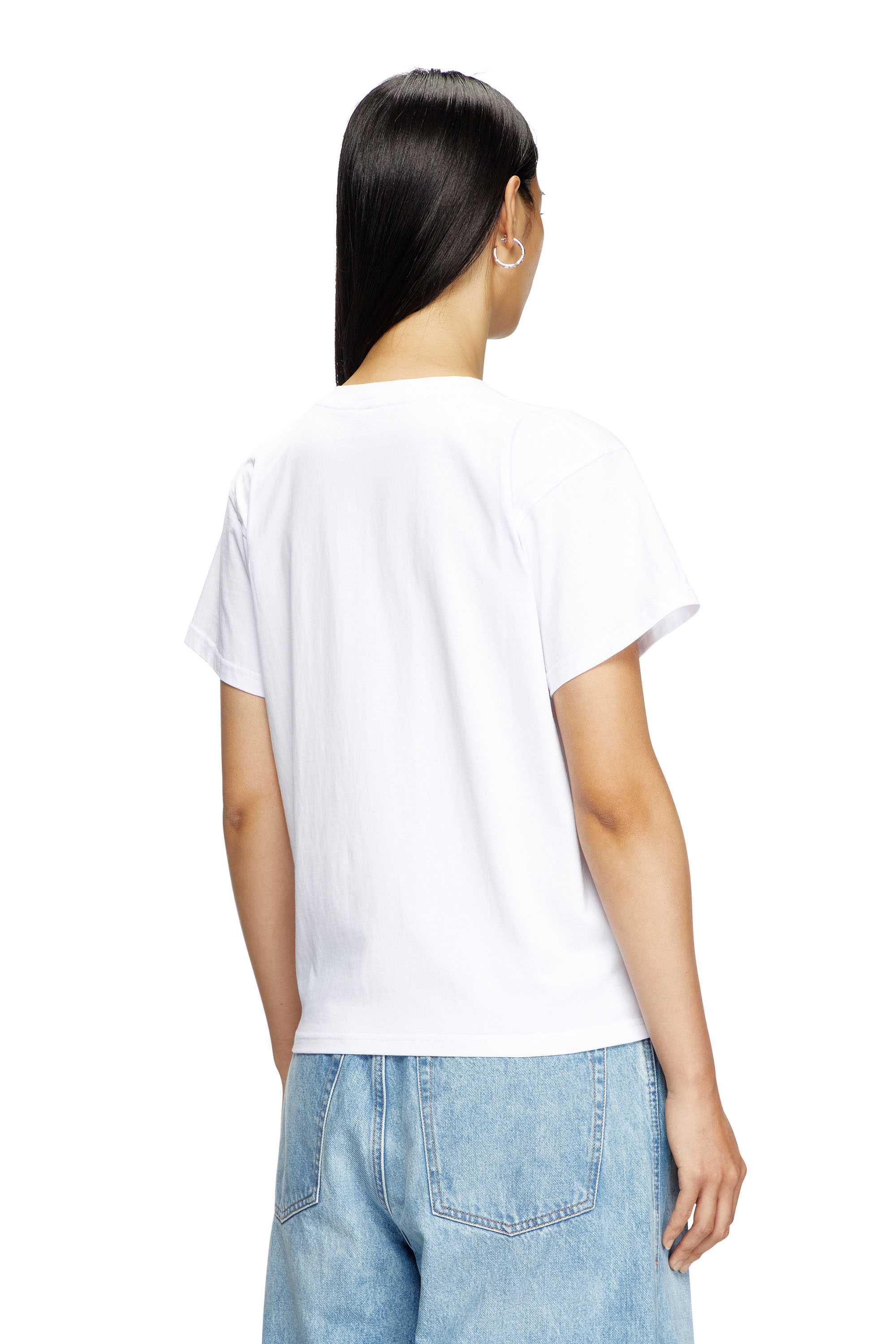 Diesel - T-MAREY, Camiseta con pequeño logotipo Oval D Mujer in Blanco - 3