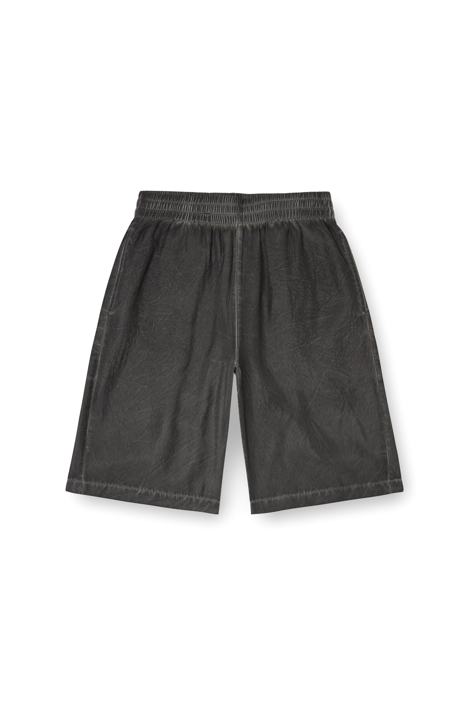 Diesel - P-LEON-SHORT, Unisex's Lightweight shorts with crinkled fade in Black - 6