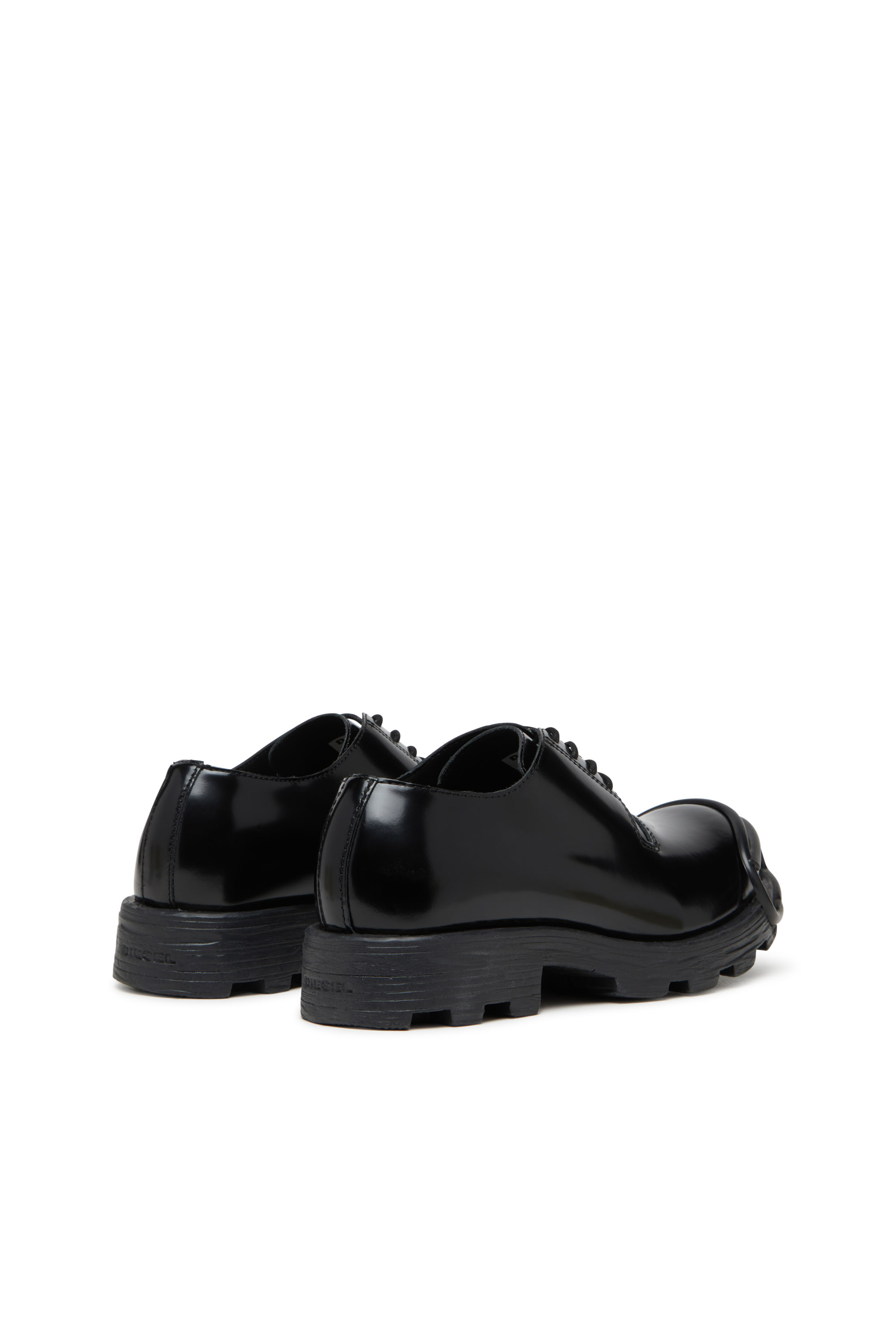 Diesel - D-HAMMER SO D, Man's D-Hammer-Leather lace-up shoes with oval D toe cap in Opaque Black - 4