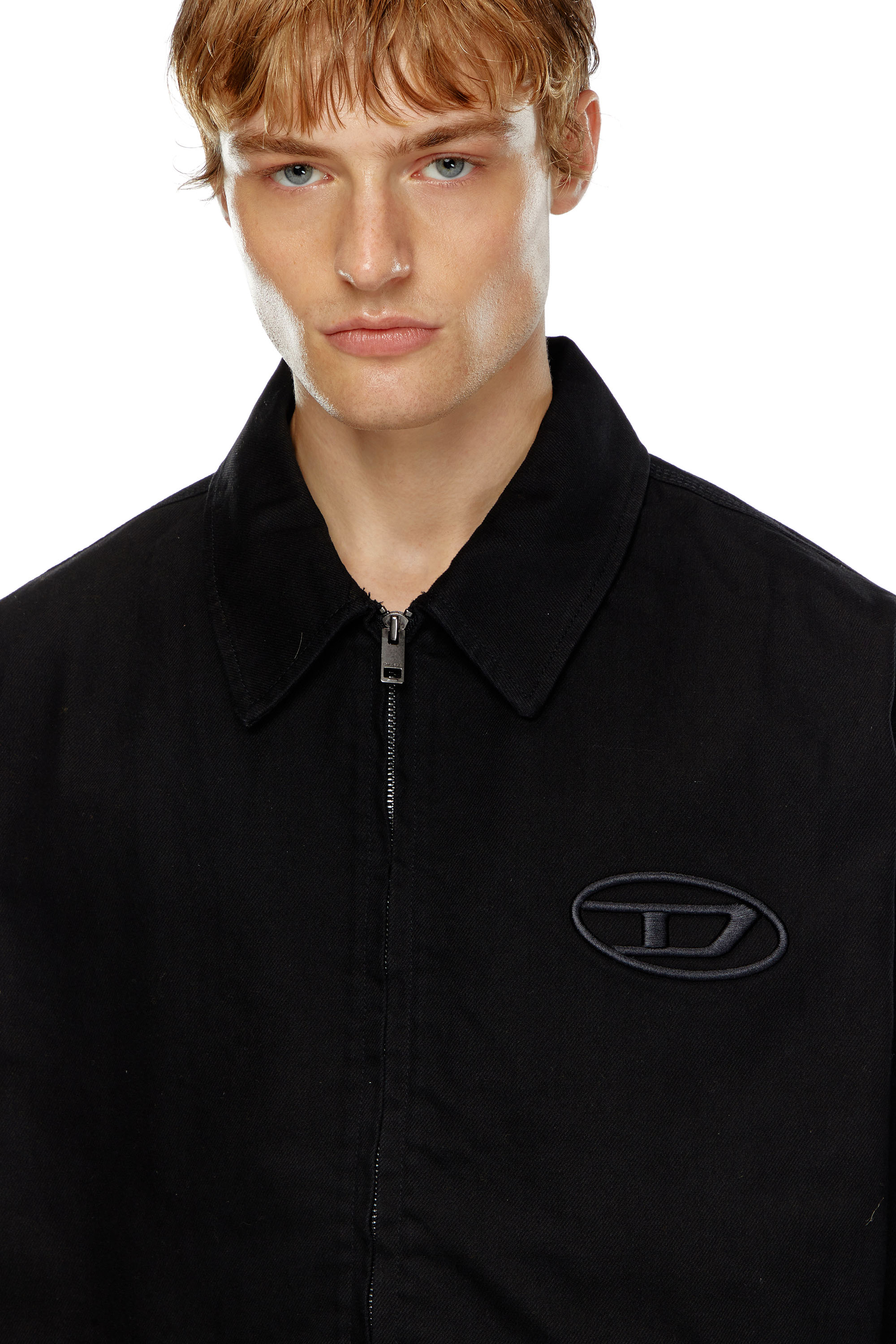 Diesel - J-TAYLOR-BLEACH, Hombre Chaqueta tipo blusón de denim con logotipo descolorido in Negro - Image 4