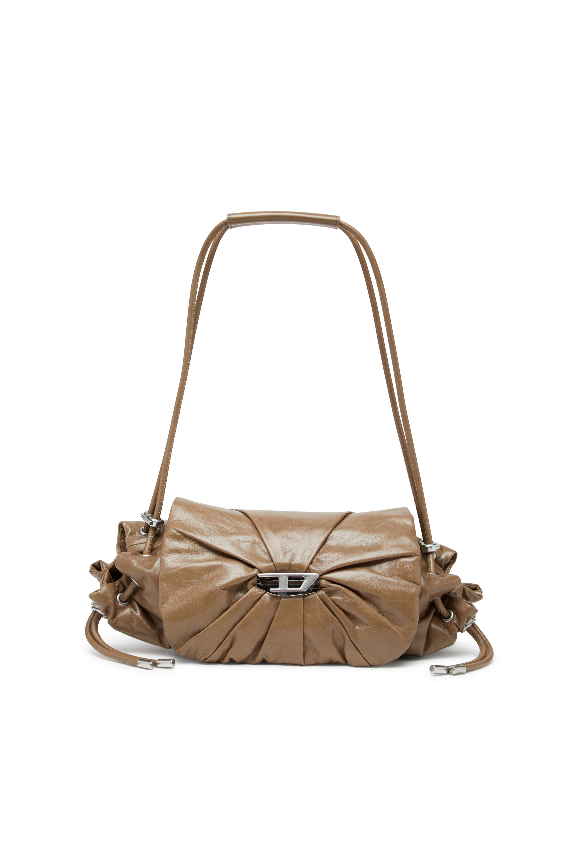 Diesel - SCRUNCH-D SHOULDER S, Woman's Scrunch-D S-Shoulder bag in scrunched leather in Brown - 1