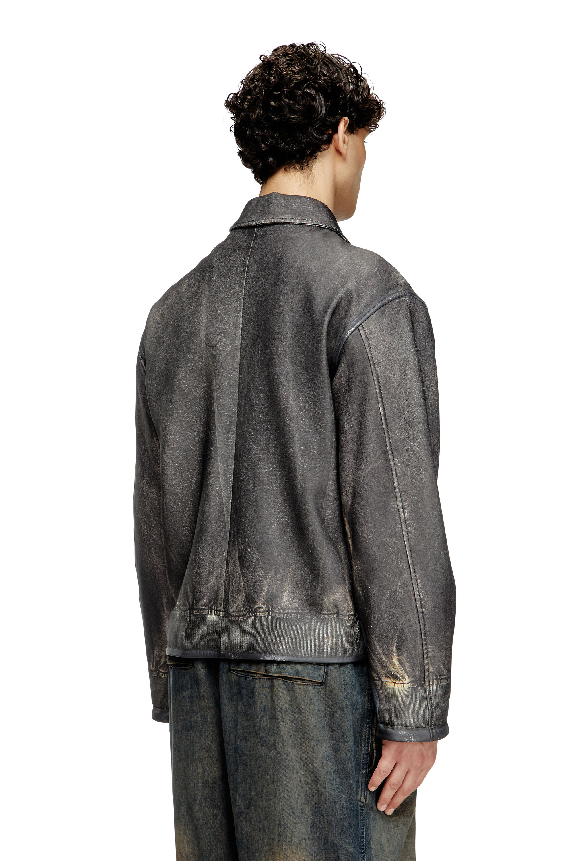 Diesel - L-MAYER, Chaqueta de cuero con bolsillos trampantojo Hombre in Negro - 3