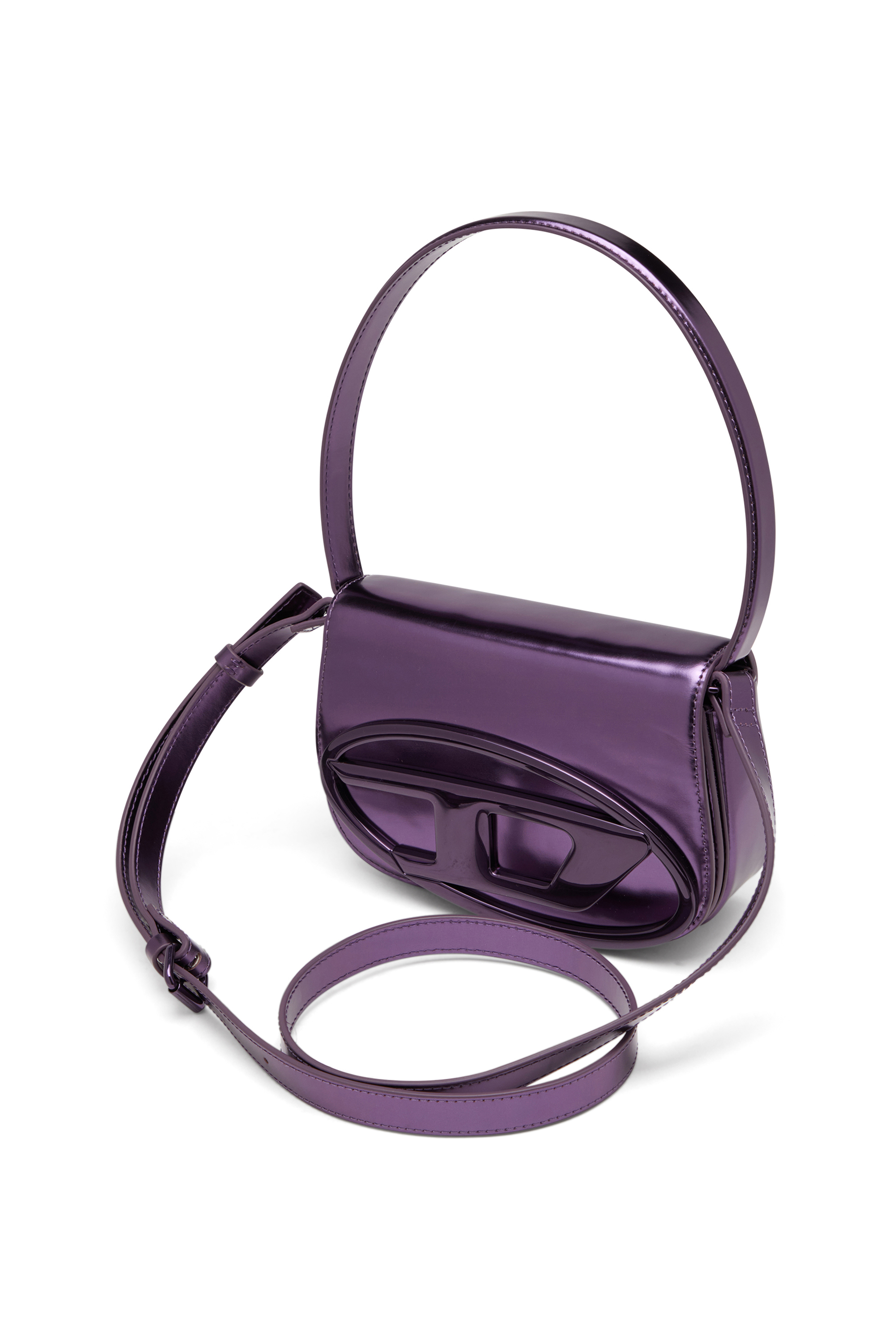 Diesel - 1DR, 1DR-Bolso icónico de hombro redondo de cuero espejado Mujer in Morado - 5