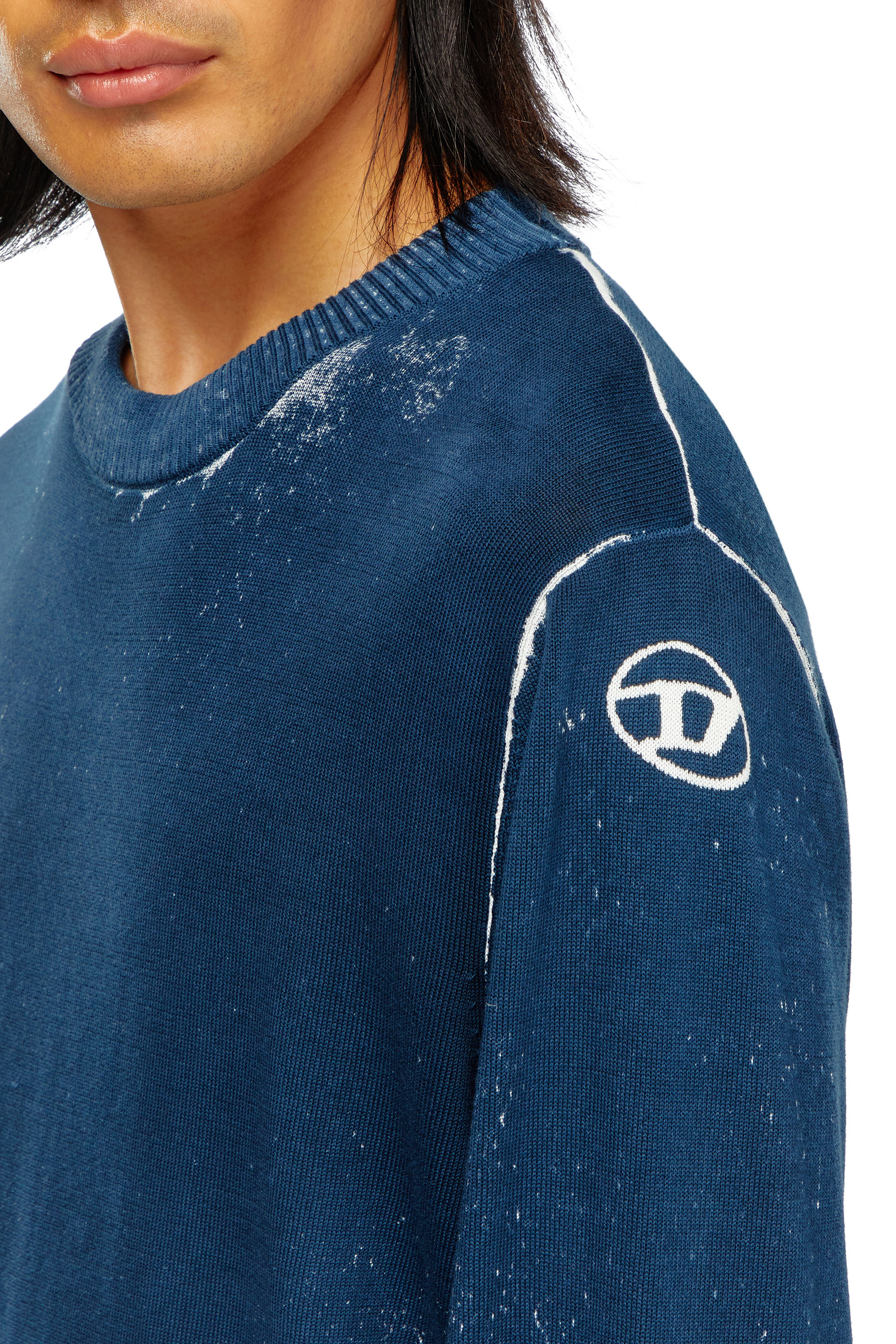 Diesel - K-LARENCE-B, Hombre Jersey de algodón con estampado invertido in Azul marino - Image 3