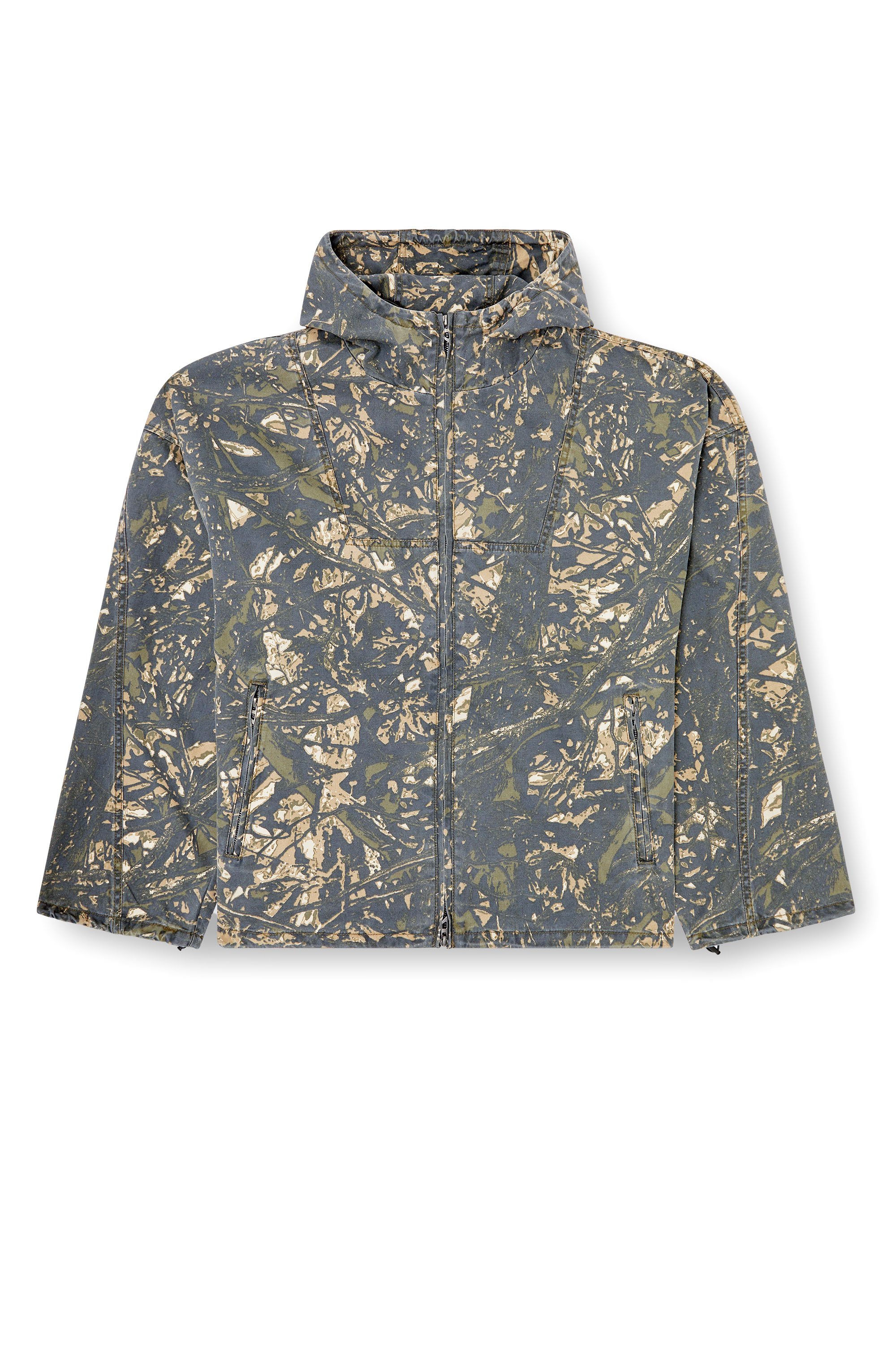 Diesel - J-LINT, Man's Hooded jacket with camo print in Green/Brown - 5