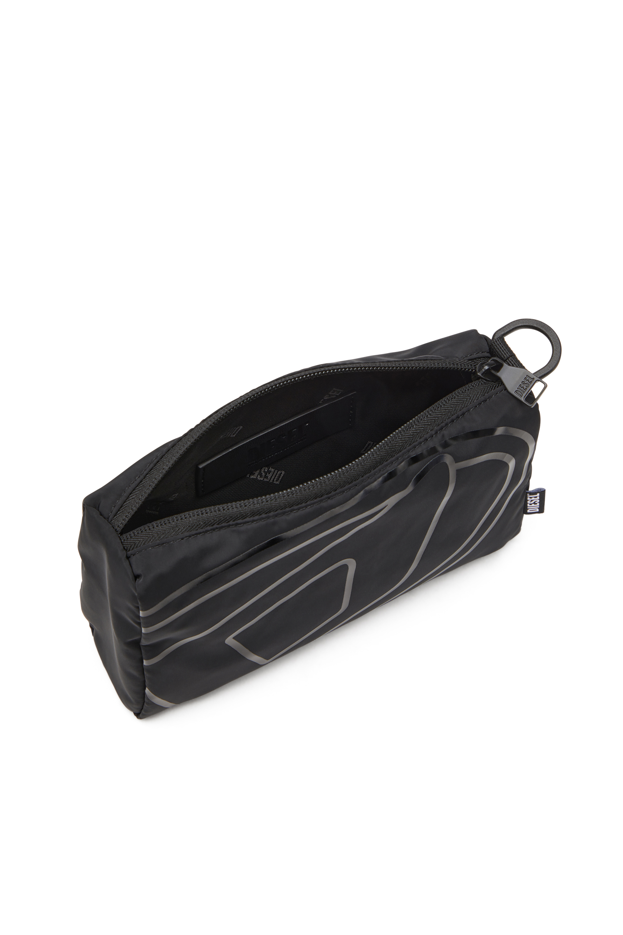 Diesel - DRAPE POUCH, Man's Nylon pouch with Oval D print in Black - 5