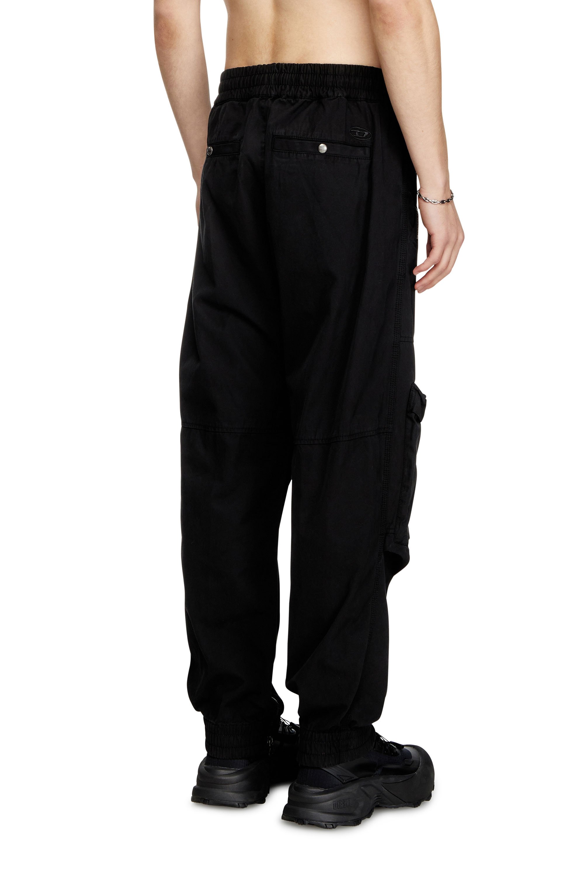 Diesel - P-BEECK, Man's Cargo pants in faded organic cotton in Black - 3