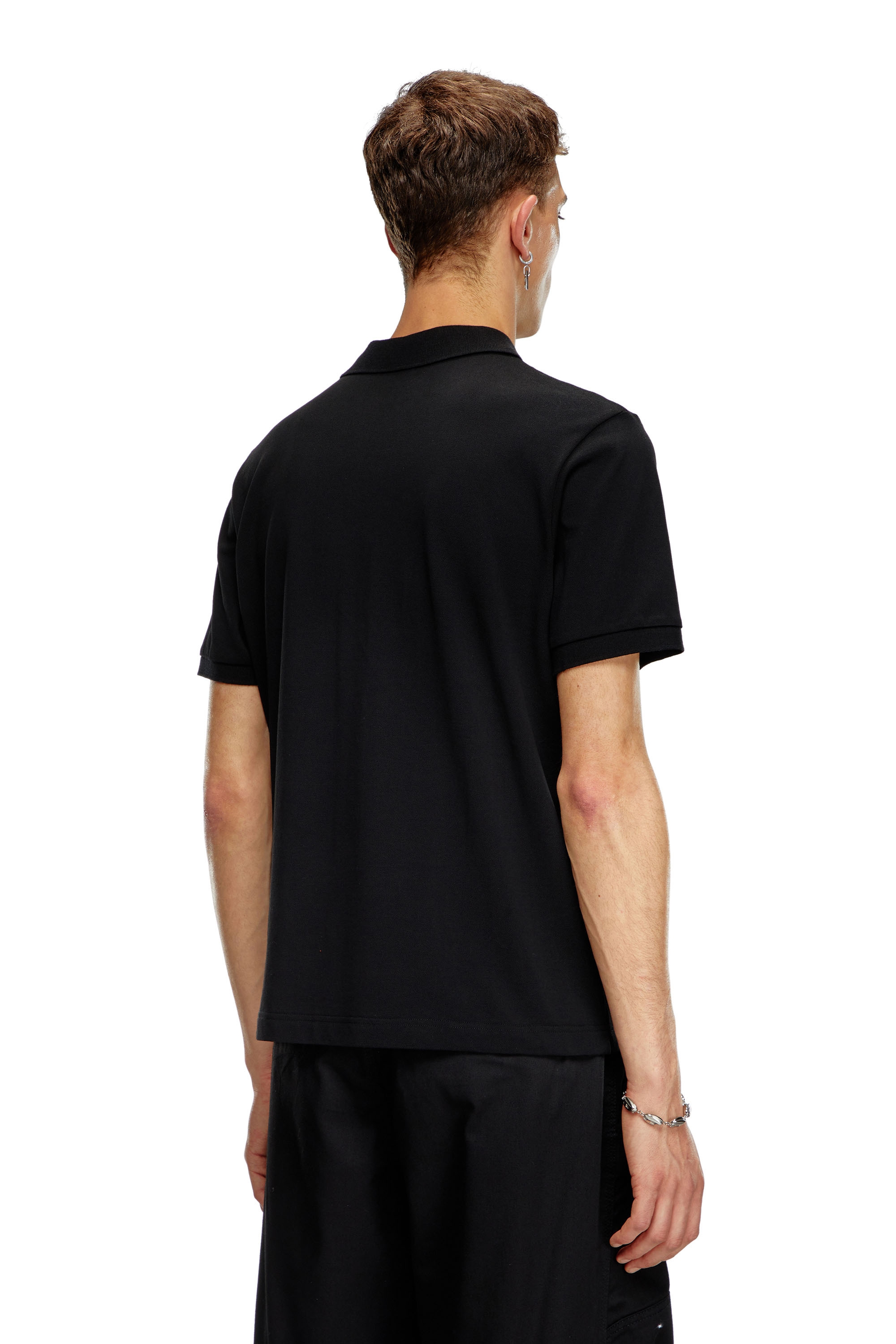 Diesel - T-REJUST-DOVAL-PJ, Man Polo shirt with Oval D patch in Black - Image 2