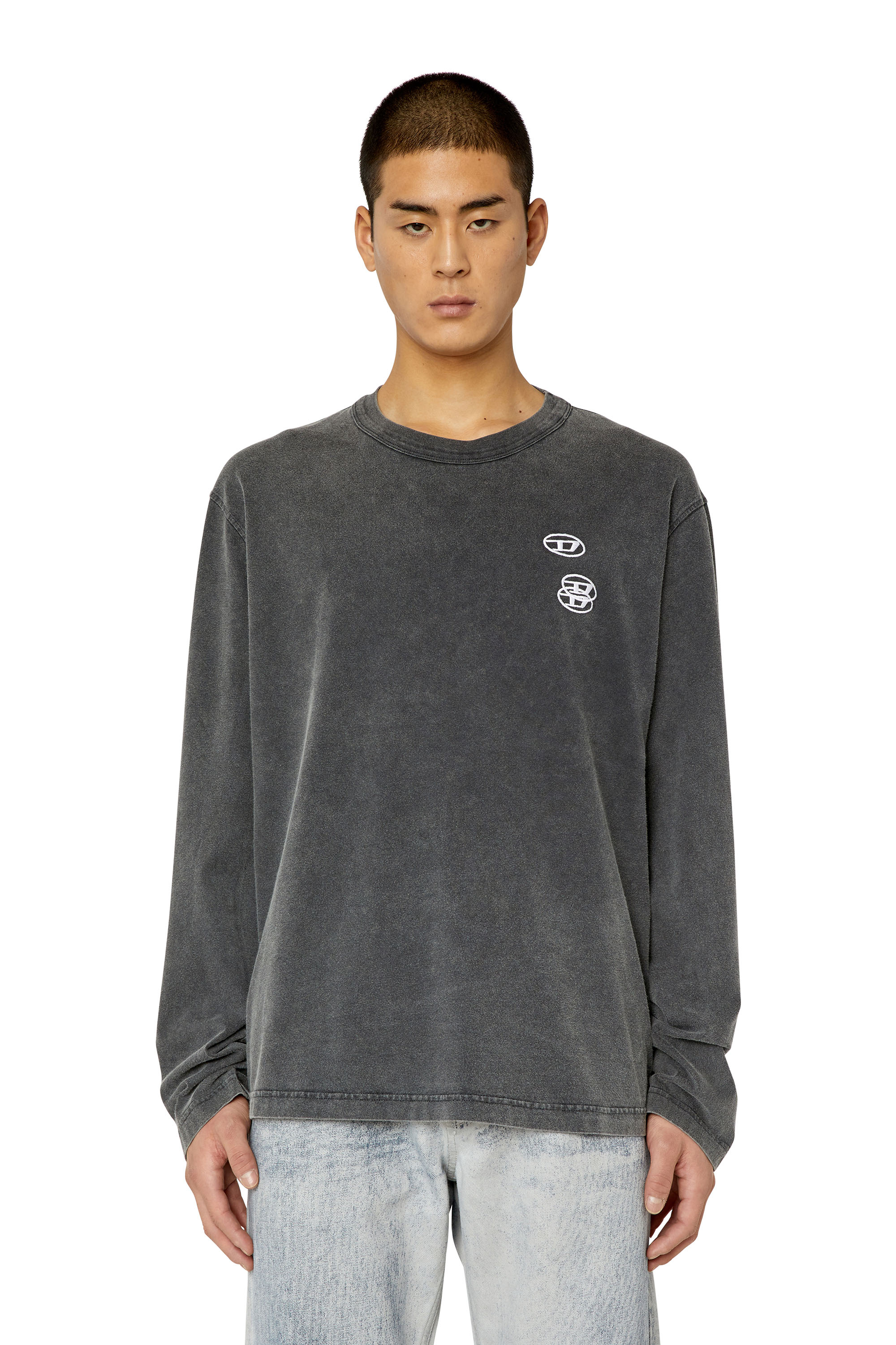 T-CRANE-LS-SLITS Man: T-shirt with triple logo embroidery | Diesel