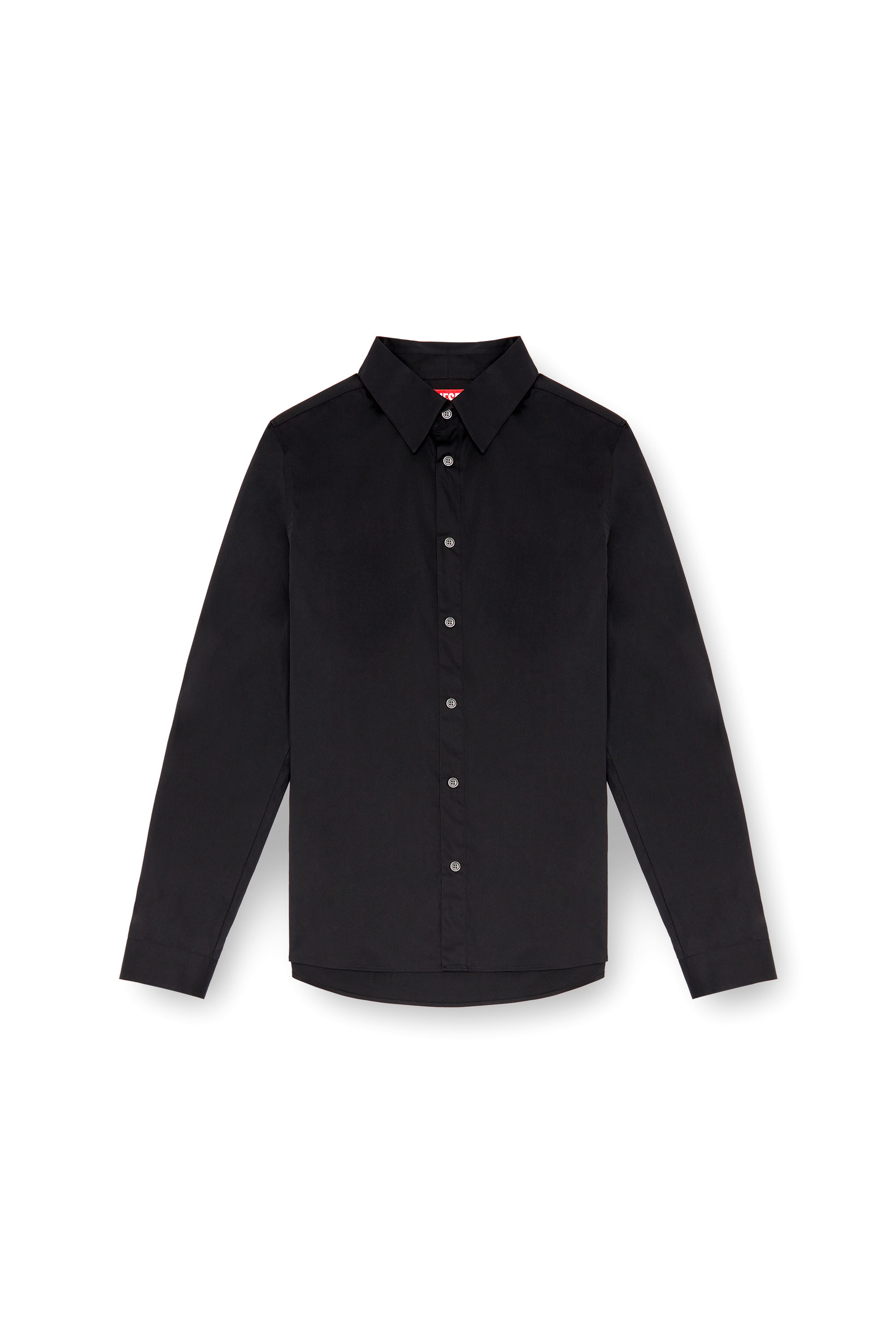 Diesel - S-FITTY-A, Man Formal shirt with logo-embroidered collar in Black - Image 5