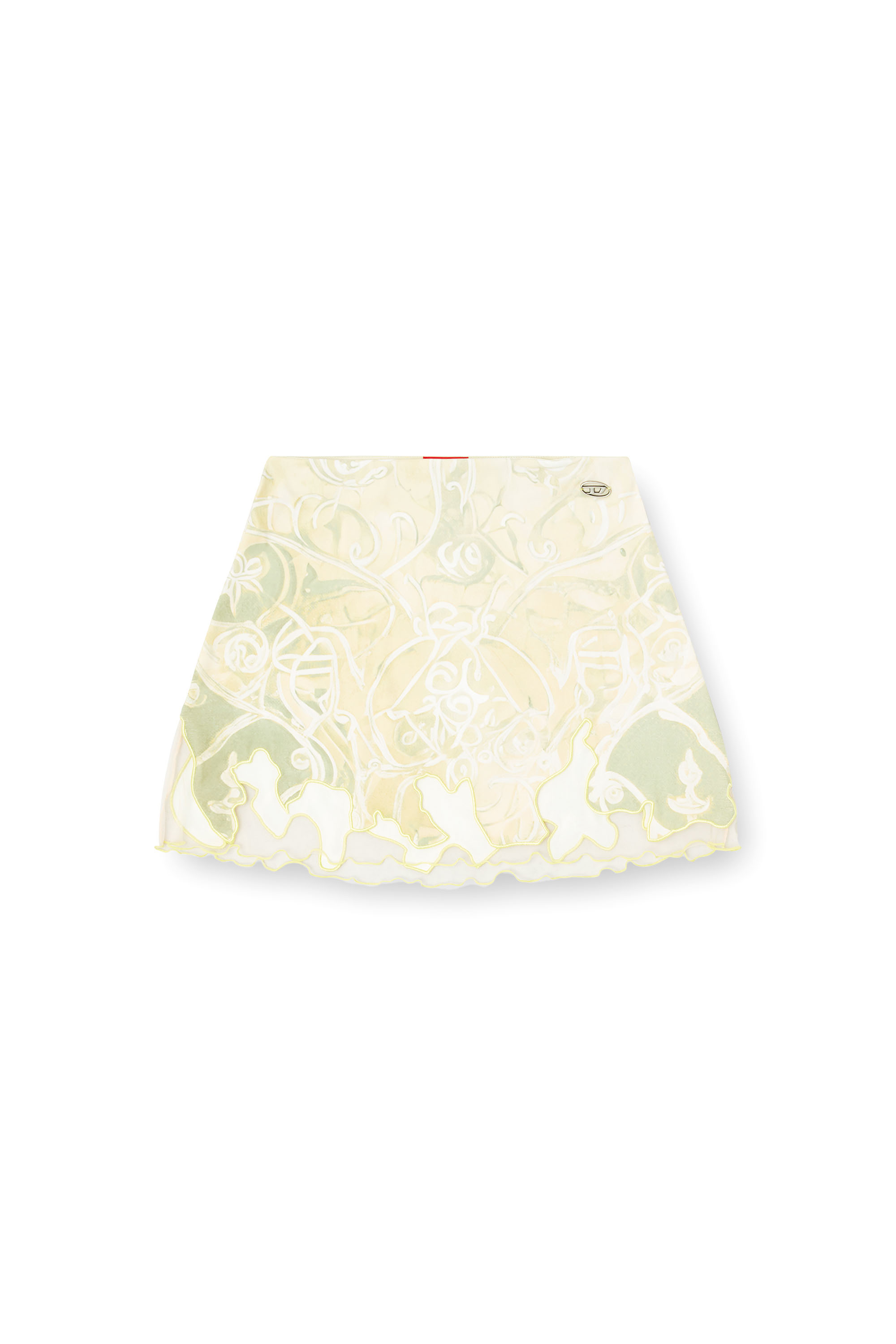 Diesel - O-LANE, Woman's Nylon mini skirt with Heraldic print in Green - 3