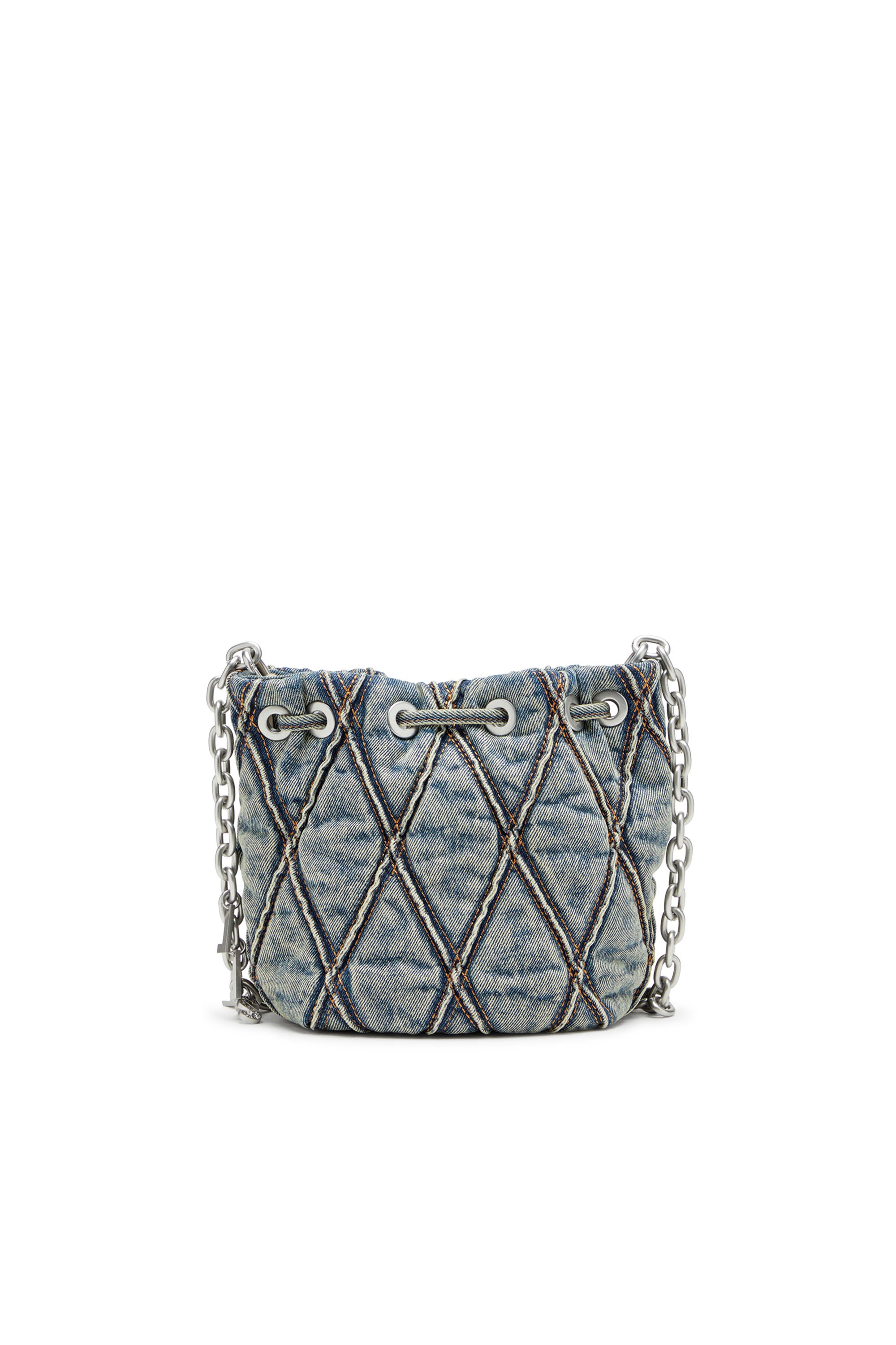 Diesel - CHARM-D BUCKET S, Charm-D S-Bolso mini tipo cubo en denim acolchado con motivo argyle Mujer in Azul marino - 3