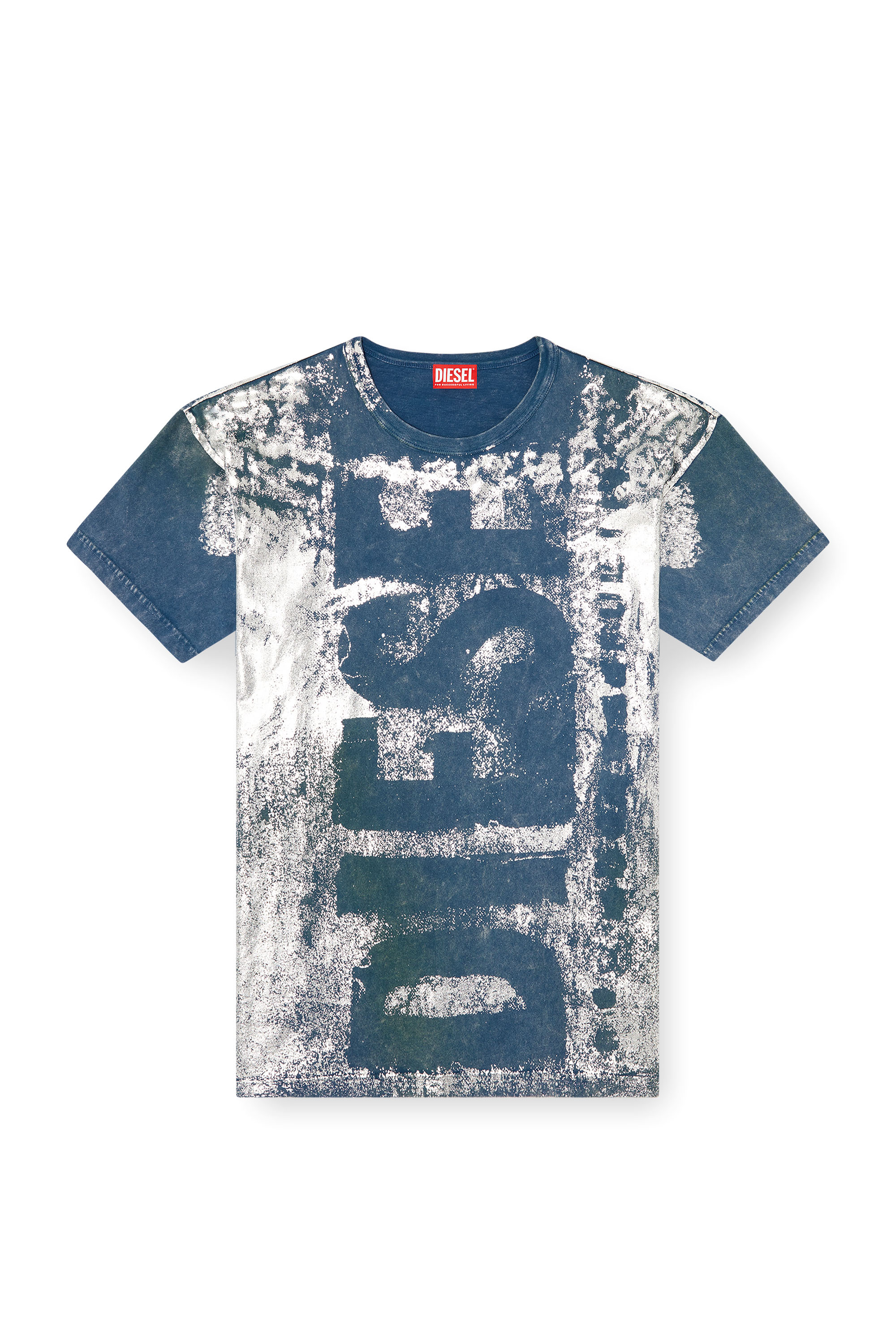 Diesel - T-BOXT-R2, Man's Logo T-shirt with metallic effects in Blue - 4