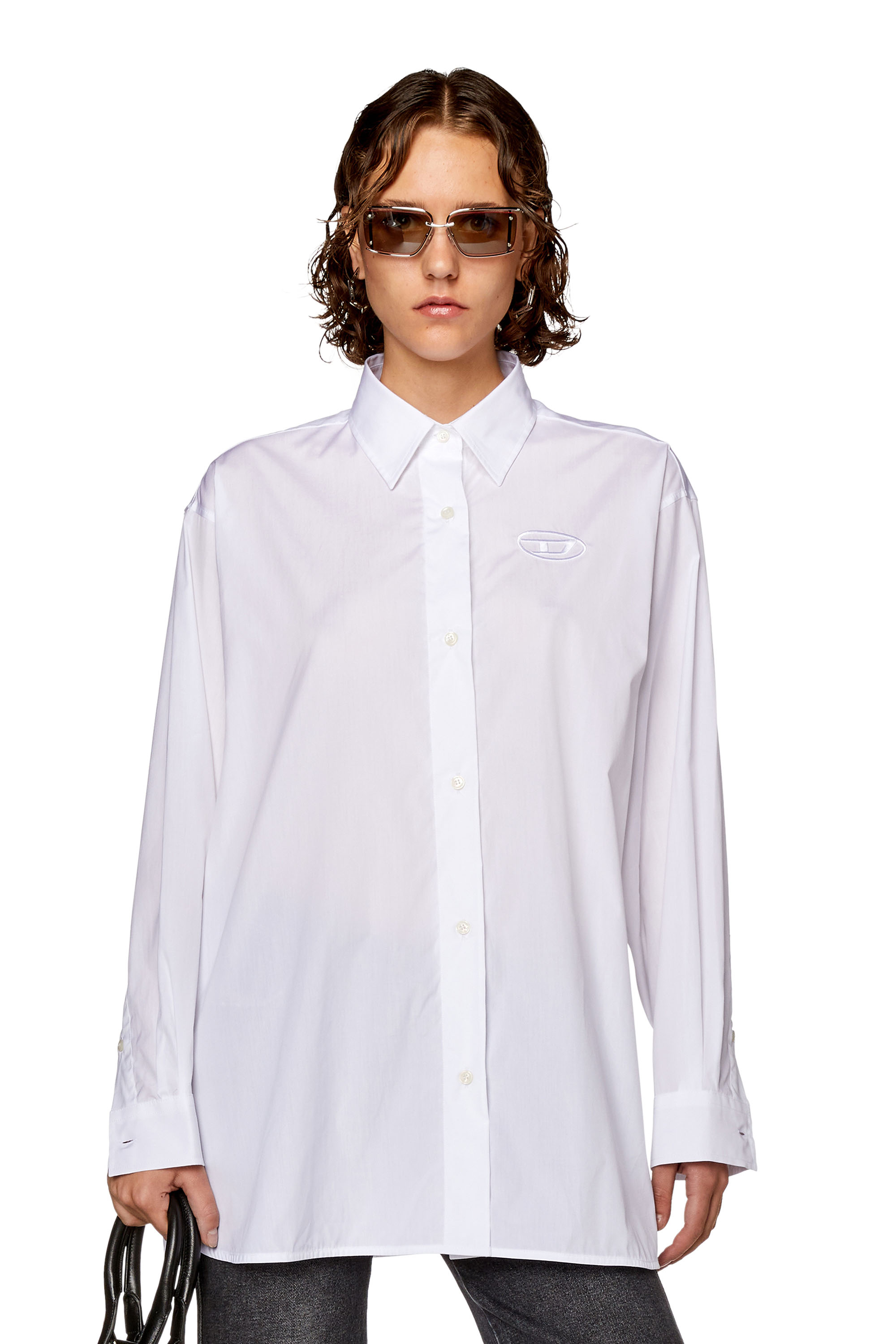 C-BRUCE-B Woman: Loose shirt with 3D embroidery | Diesel