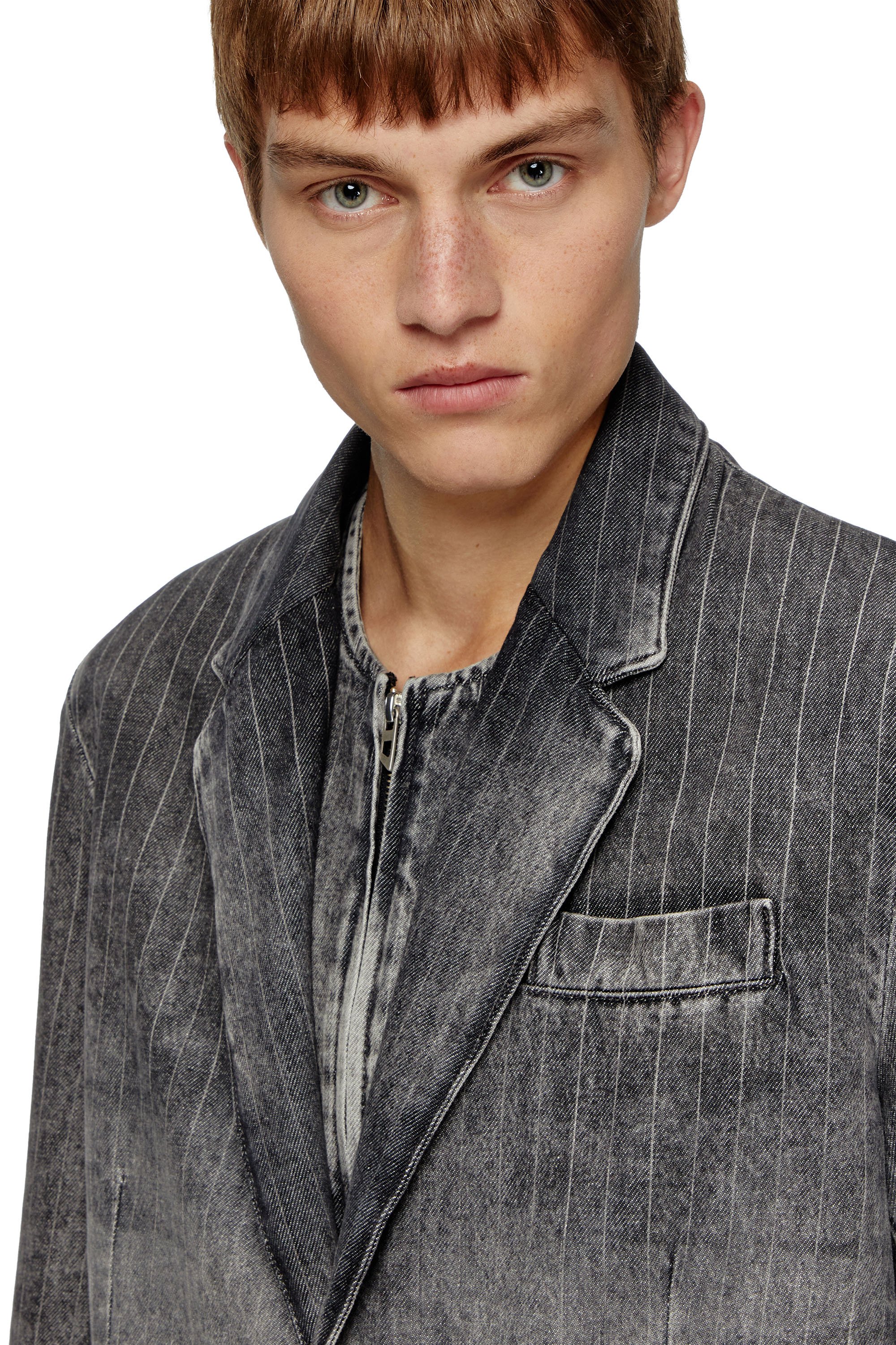 Diesel - D-REGER-S, Unisex's Blazer in tailoring pinstripe denim in Black - 4