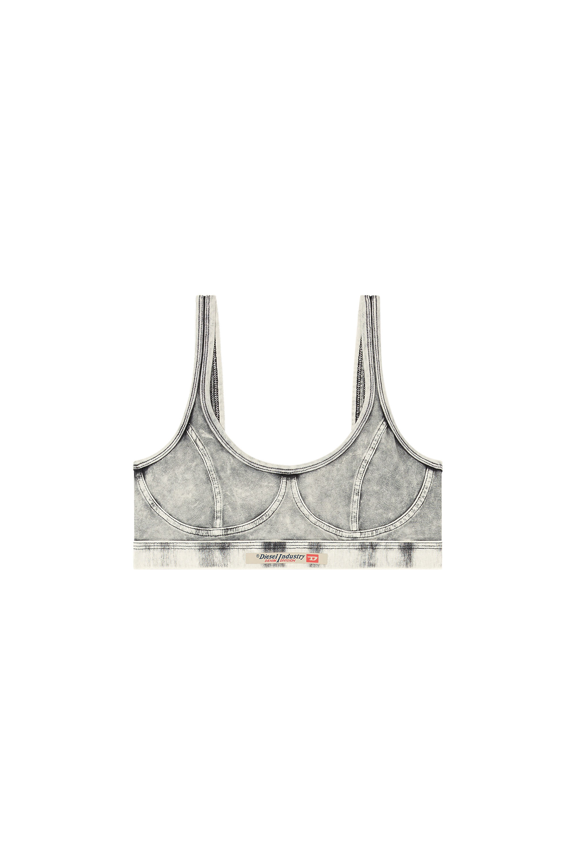 Diesel - KASSIE-DNM, Bralette de tejido con efecto denim Mujer in Gris - 4