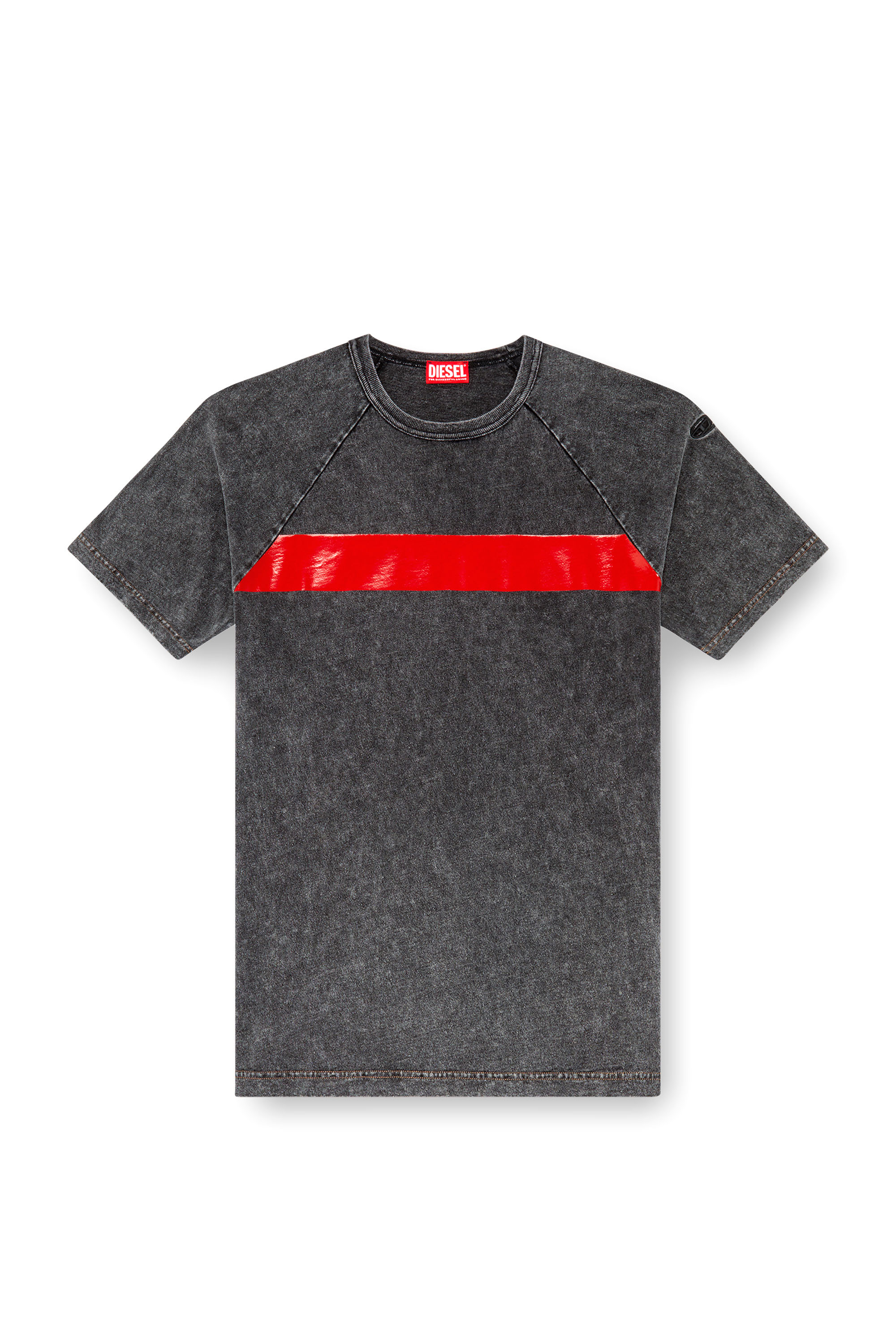 Diesel - T-RADJUST-Q1, Man Marble-effect T-shirt with glossy band in Black - Image 5