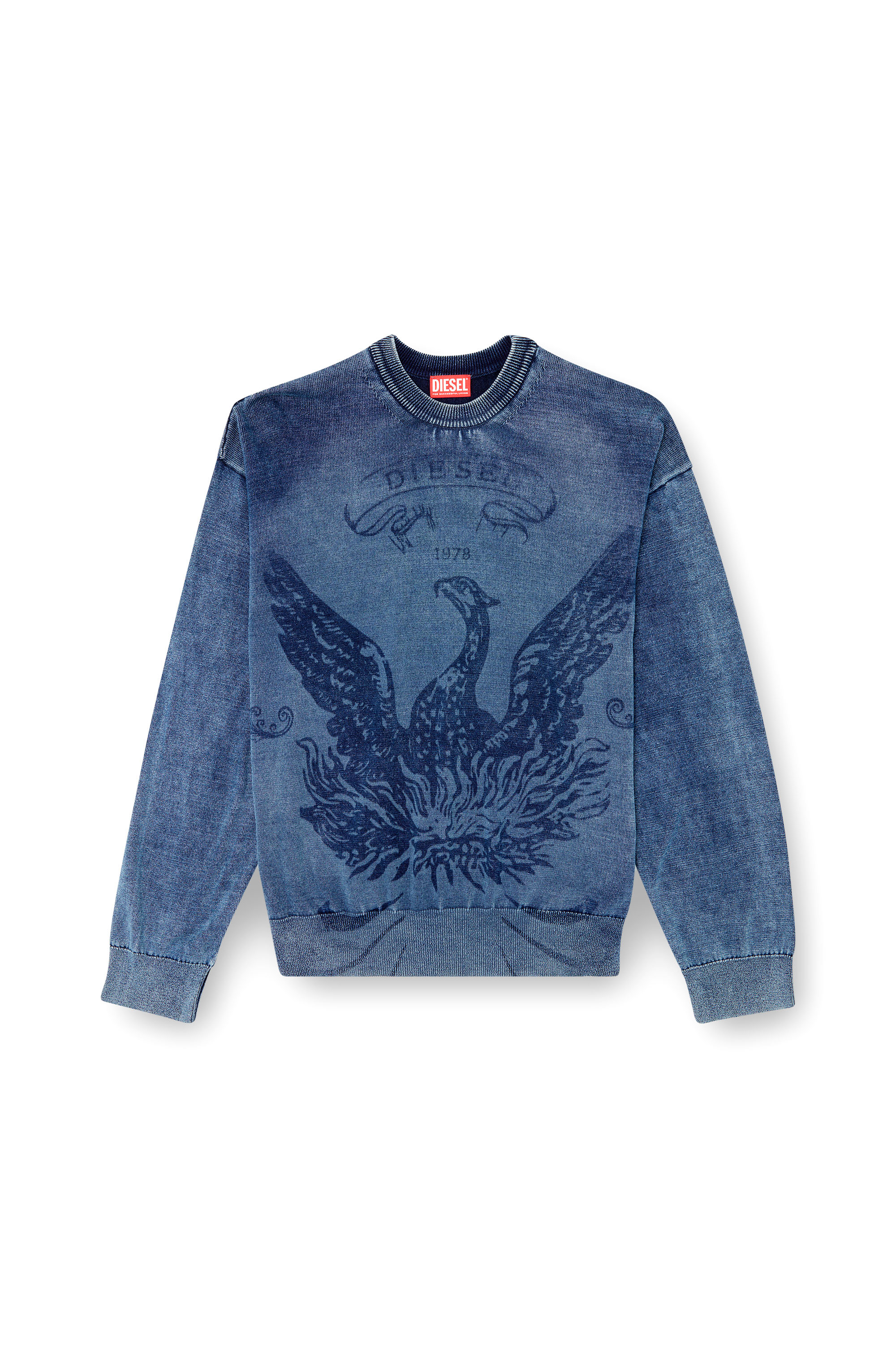 Diesel - K-FENICOL, Man's Indigo jumper with Phoenix logo in Blue - 5