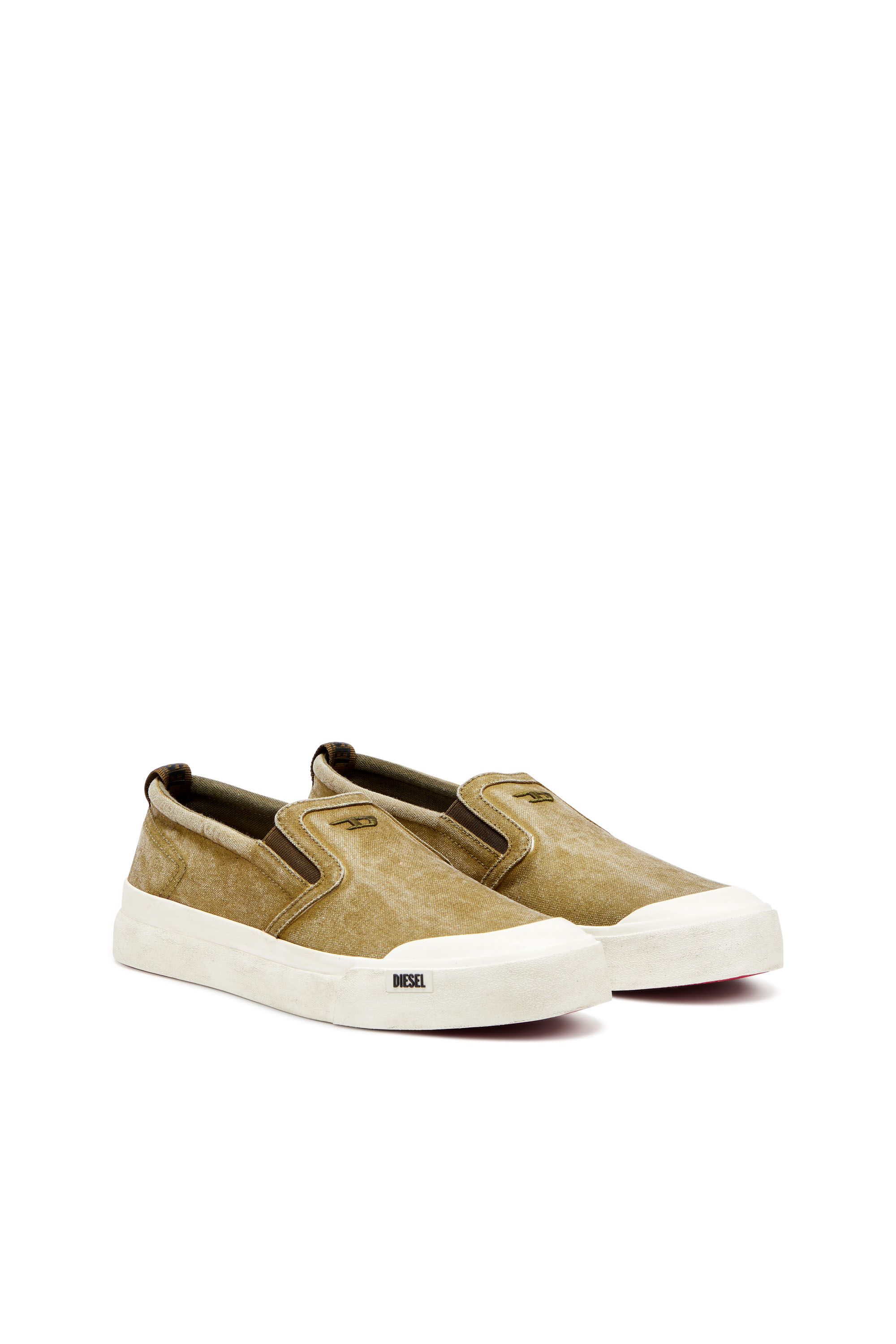 Diesel - S-ATHOS SLIP ON, Man Canvas slip-on sneakers with D embroidery in Brown - Image 2